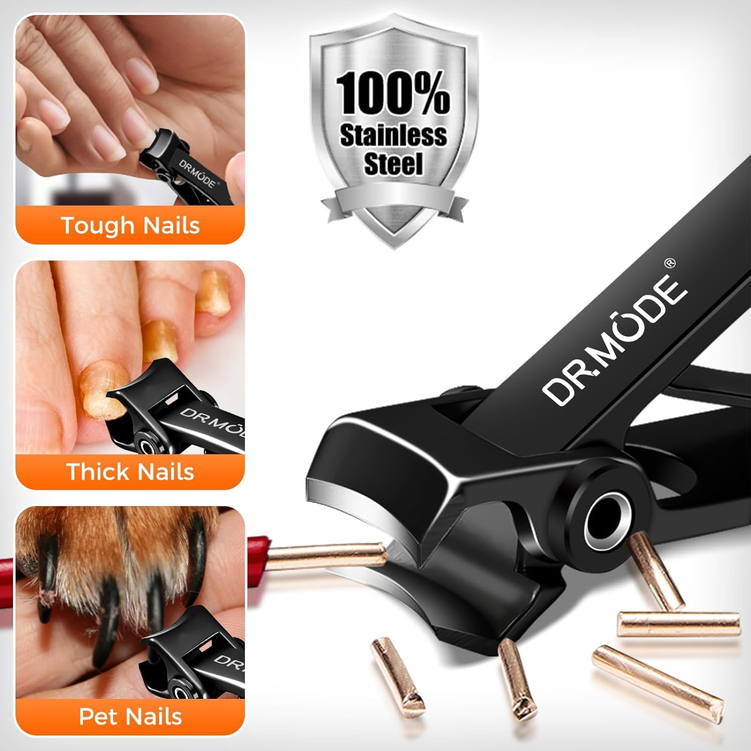 Toenail Clippers for Thick Nails for Seniors, Angled Head Large Toe Nail Clippers with Catcher,Heavy Duty Fingernail Clippers with Wide Opening Nail Cutter Men & Women, Black image number 3