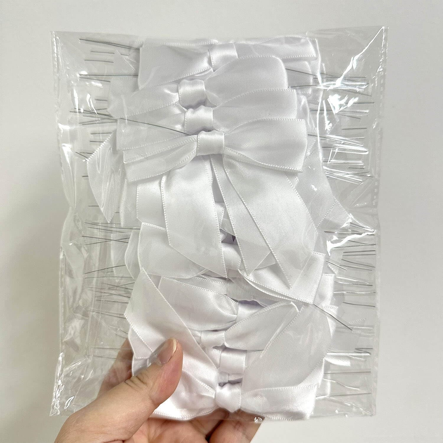 50 Pcs Ribbon Bows, Large Bow Decor for Crafts Wrapping Party Favors Wedding Decorations (White)