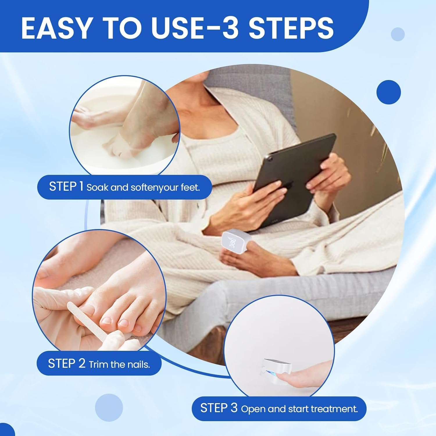 UV Light Nail Fungus Laser Device, Onychomycosis Laser Device with 470Nm Blue & 910Nm Infrared Light, Toenail Fungus Ideal for Home Treatment with LED Time Display for Home Use image number 1