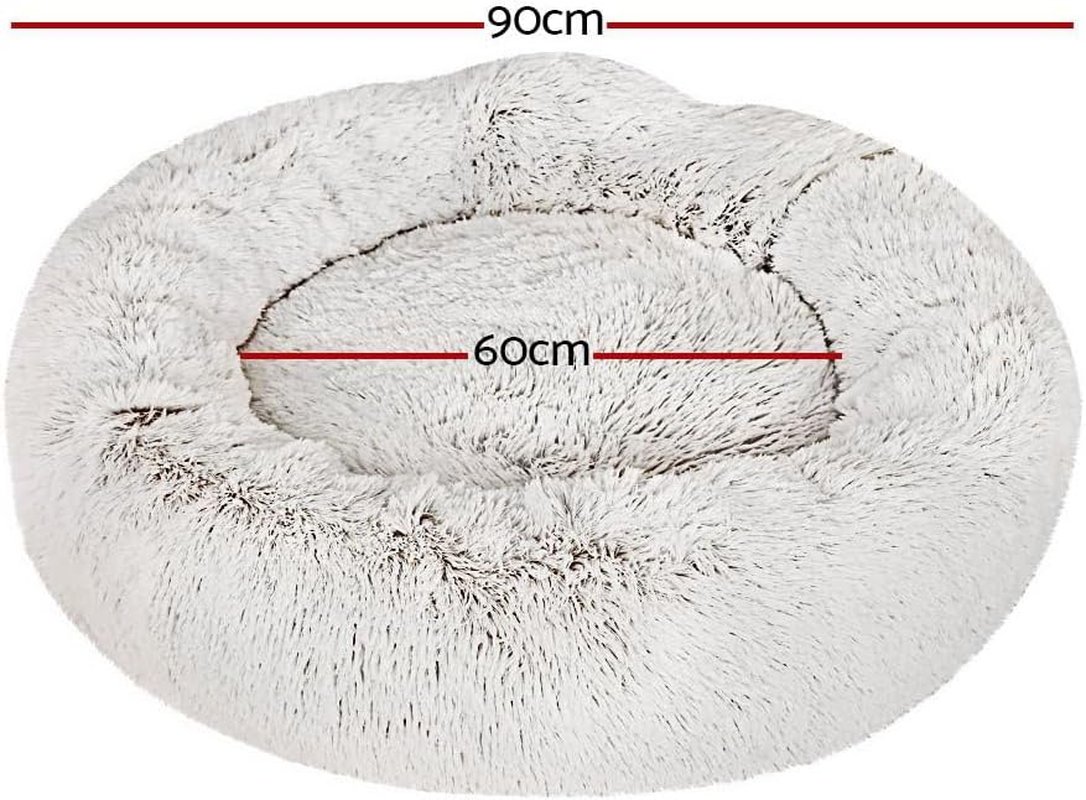 I.Pet Dog Bed, 90Cm Polyester Cotton Large Calming Cat Pet Rabbit Beds for Cats and Dogs, Washable Fluffy Comfy Ultra Soft Non-Slip Sleeping Removable Cover White image number 1