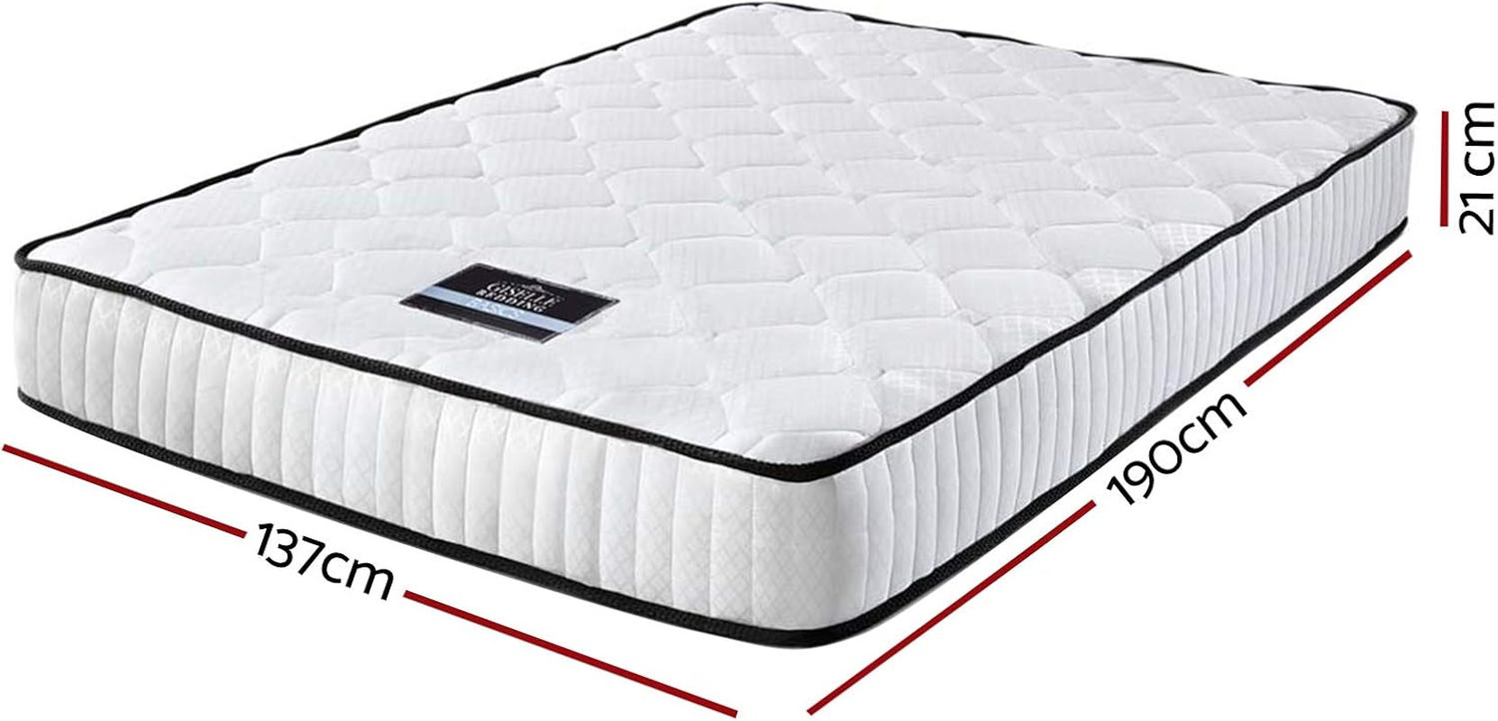 Giselle Bedding Double Mattress Bed Mattresses Firm Foam Topper 21Cm Thickness, with 6-Coli Spring System and Breathable Tight Top, 5Yrs Warranty, Medium Firm, White with Vacuum Packed image number 4