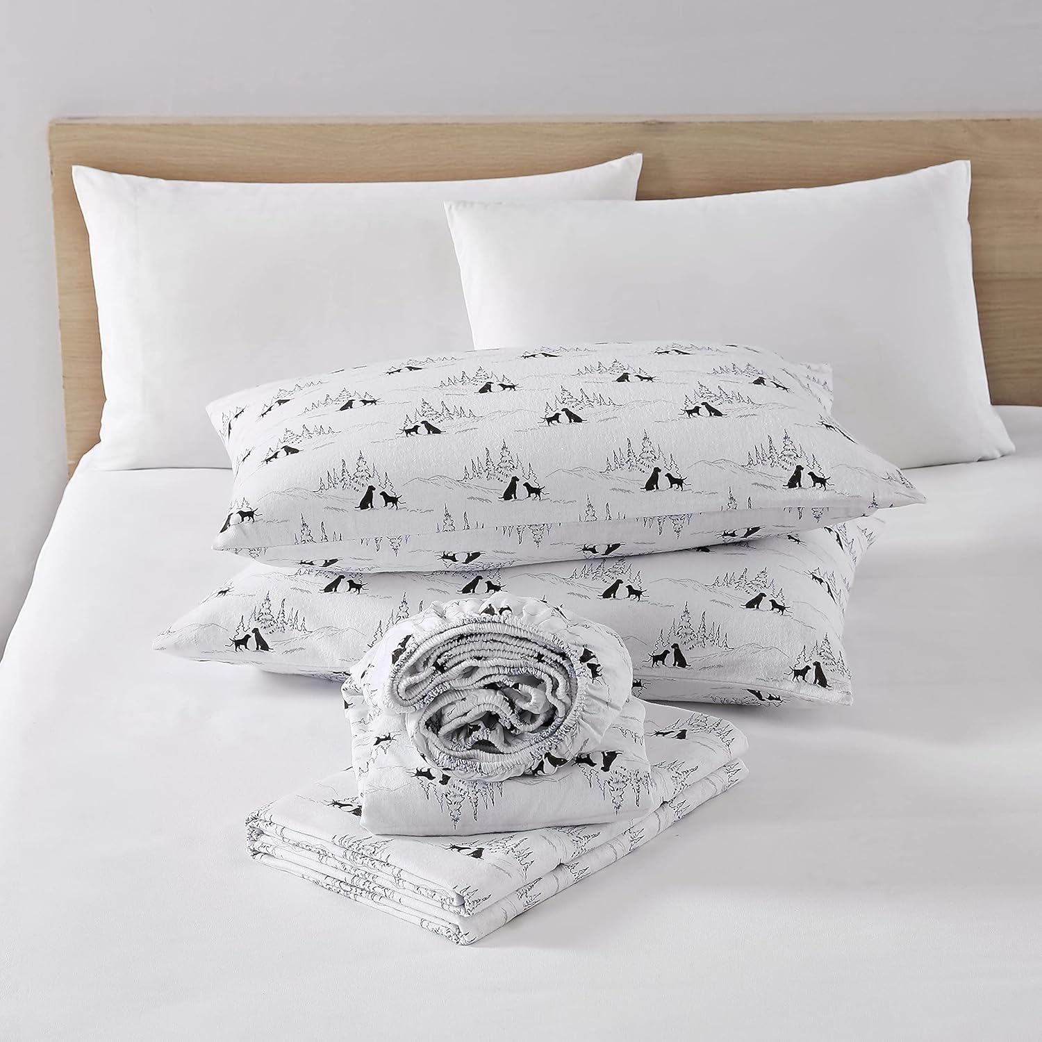 Eddie Bauer - Twin Sheets, Cotton Flannel Bedding Set, Brushed for Extra Softness, Cozy Home Decor (Dog Friends White, Twin) image number 5