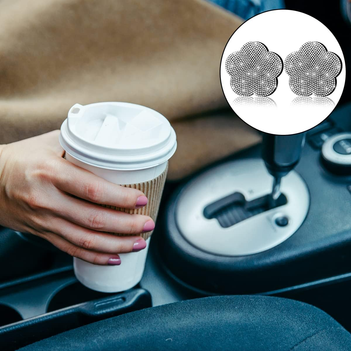 BEZANU Bling Silicone Car Cup Holders, 2 PCS Non-Slip Car Cup Pads for Universal Interior Accessories (7Cm/ 2.75In) image number 1