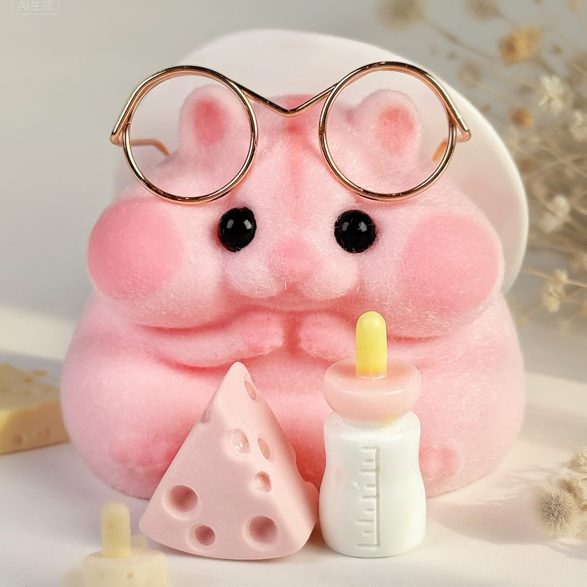 Handmade Taba Squishy Hamster Toy, Cute Squishy Hamster Fidget Toy, Realistic Hamster Toy, Soft Silicone Mochi Furry Toy, Stress Relief Gift for Adults & Kids, Sensory Anxiety Plushie (Pink) - Blue image number 4