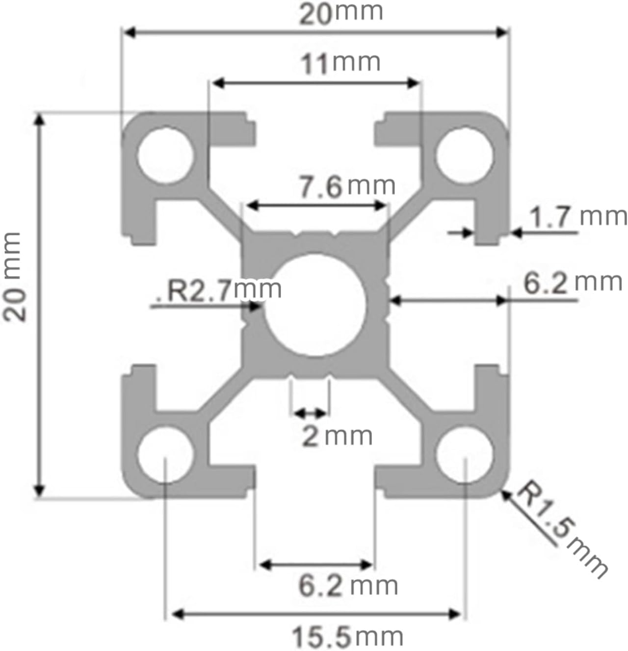 2020 T-Slot Aluminium Extrusion Profile Frame Linear Rail for CNC 3D Printer DIY (1000Mm) image number 2