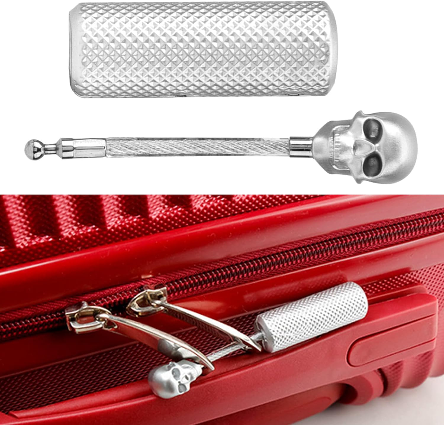 Fayelume Skull Luggage, 3.5 * 0.6 * 0.6In Zipper Lock, Bag Lock Suitable for Wallets, Suitcases, Backpacks, Computer Cases, Etc image number 1