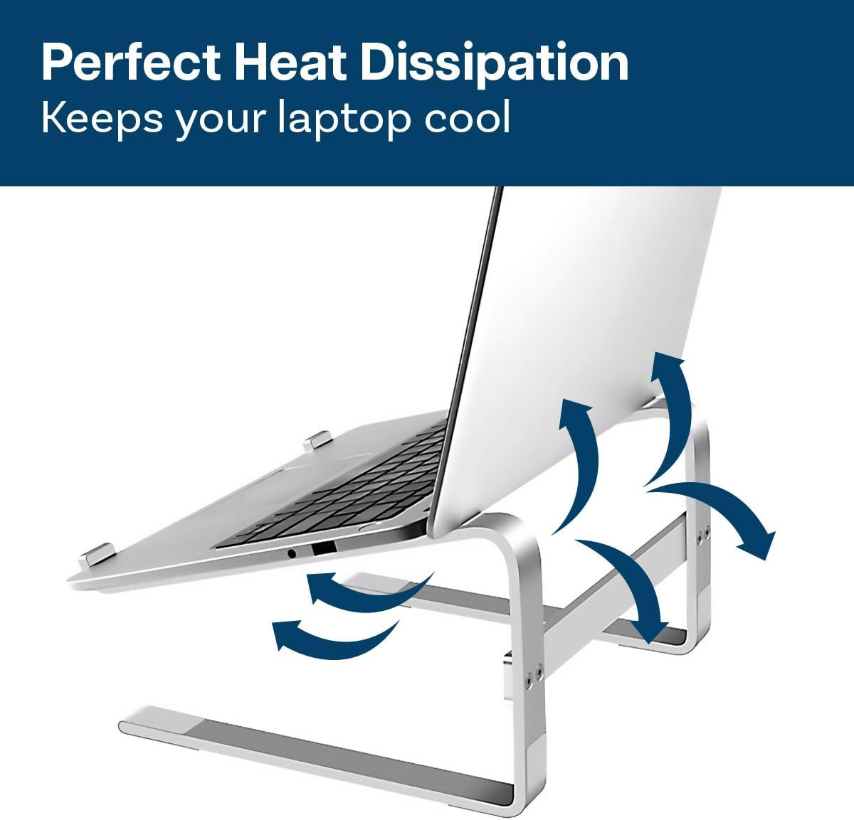 MMOBIEL Laptop Stand Tall - Riser 10 to 18 Inches - Ventilated Laptop Holder Universal - Stand for Desk Compatible with Macbook, Notebook, ASUS and More - Incl. Tools - Aluminum image number 3