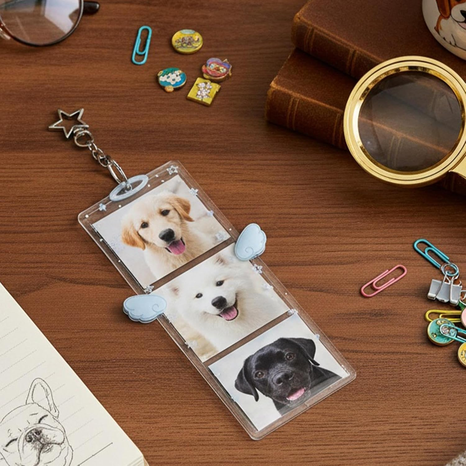 Veasbuu Picture Keychain | 17X9Cm Cute DIY Cartoon Wing Clip | Detachable Clear Keychain Photo Holder,For Women Men Girls Key Bag Purse Wallet Pocket Valentines Day Birthday image number 2