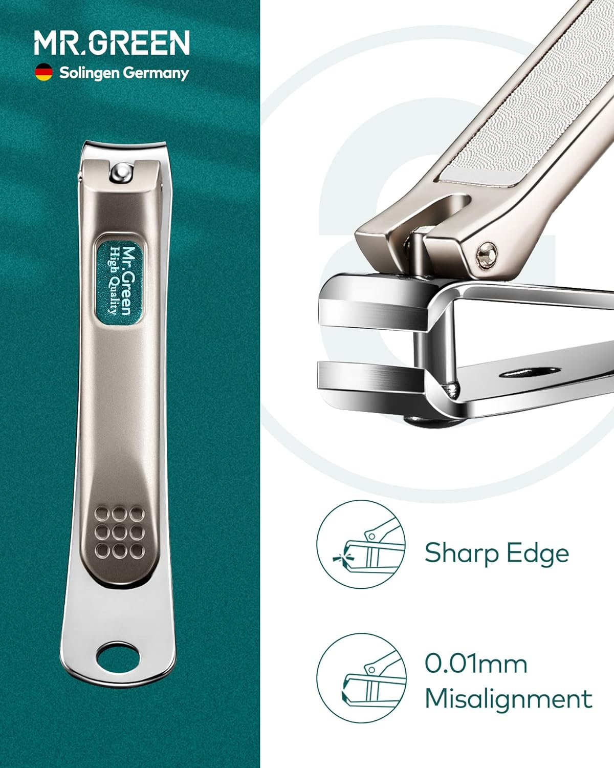 MR.GREEN 8 Pcs Manicure Set Pedicure Kit, German Stainless Steel Nail Clippers Set Heavy Duty Kit, Professional Personal Nail Care Tools with Exquisite Leather Case for Men and Women image number 2