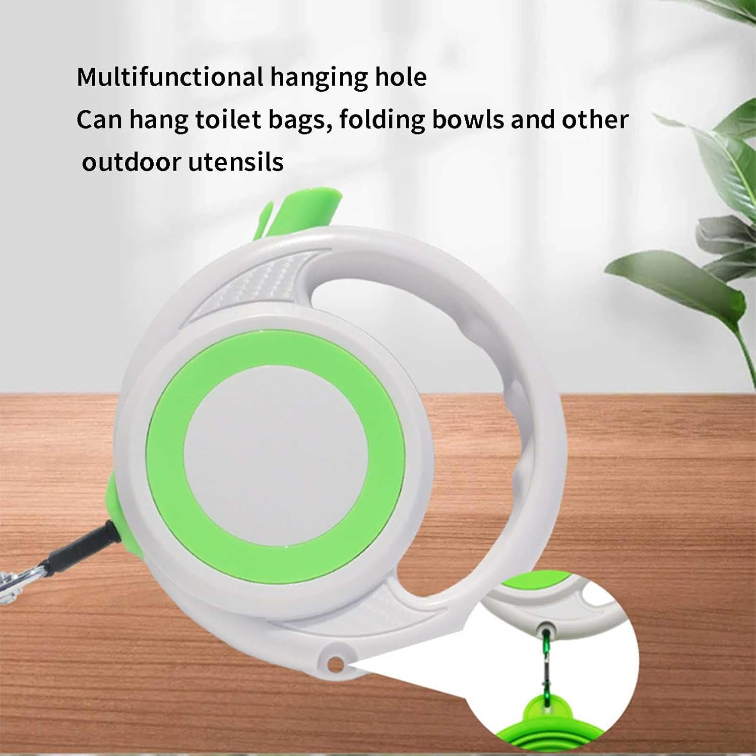 Rope Dog Lead Dog Leads for Medium Dogs Small Dog Leash Drawstring Hook Portable Automatic Telescopic Multifunctional Hanging Hole Wide Handle Comfortable to Hold (15X15X3.6Cm,Black) - Black image number 3