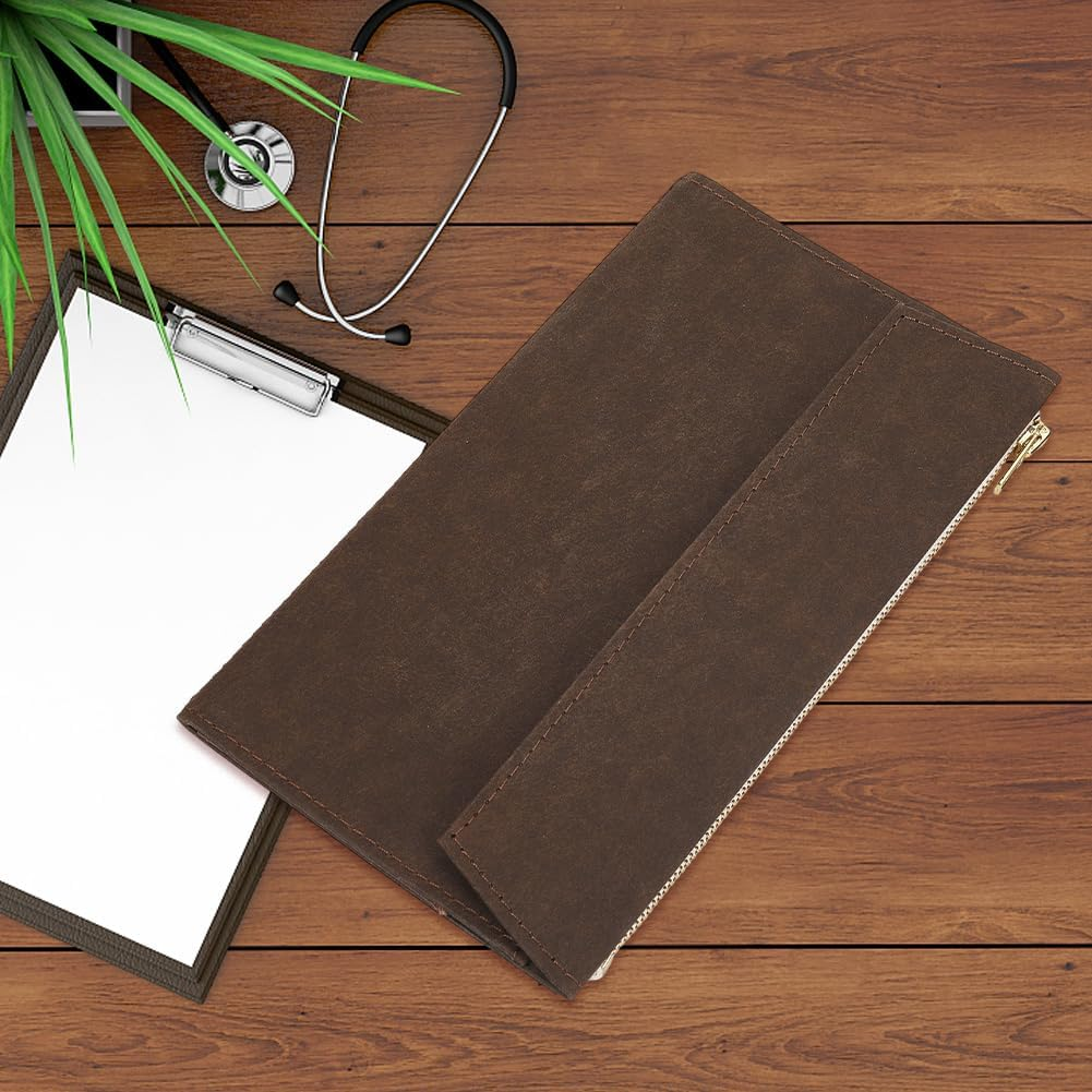 CRASPIRE File Folders Zipper Pocket 8.07X4.72In Travelers Coconut Dark Brown Notebook Planner Wallet Card Passport Holder Paper Invoice Storage Bag for Journal Cover Tn Accessories Stationery Protect image number 5