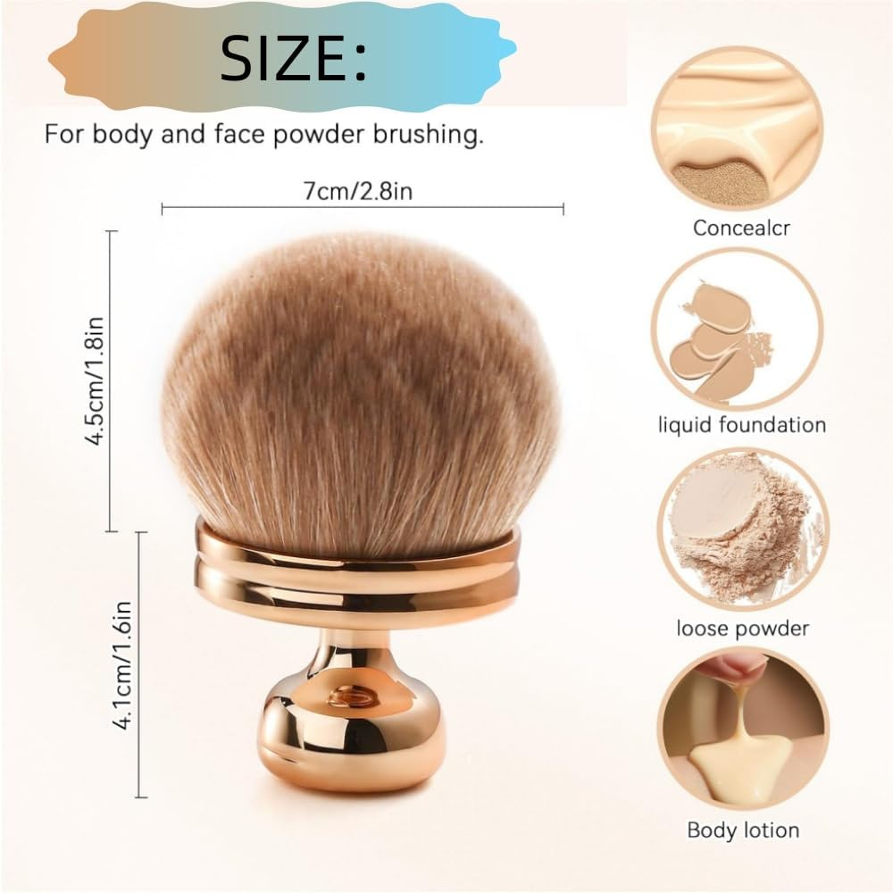 HIDOSNG 1Pcs Extra Large Makeup Brush, 3'' Width Self Tanner Brush,Kabuki Powder, (Rose Gold) image number 5