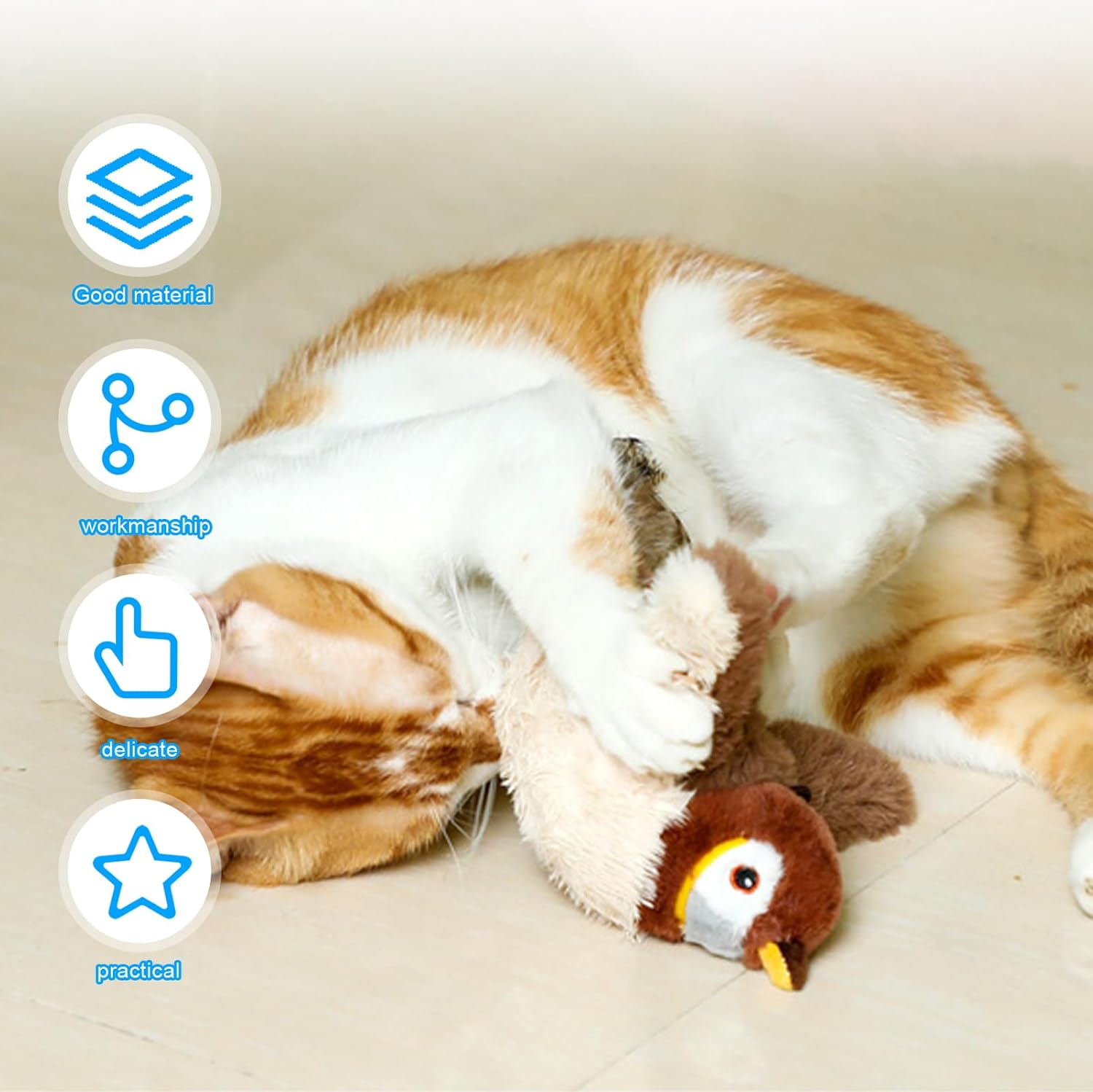 Nizirioo Interactive Cat Toy: Rechargeable Plush Bird Shape, Cat Chew Toy for Home Cats image number 5