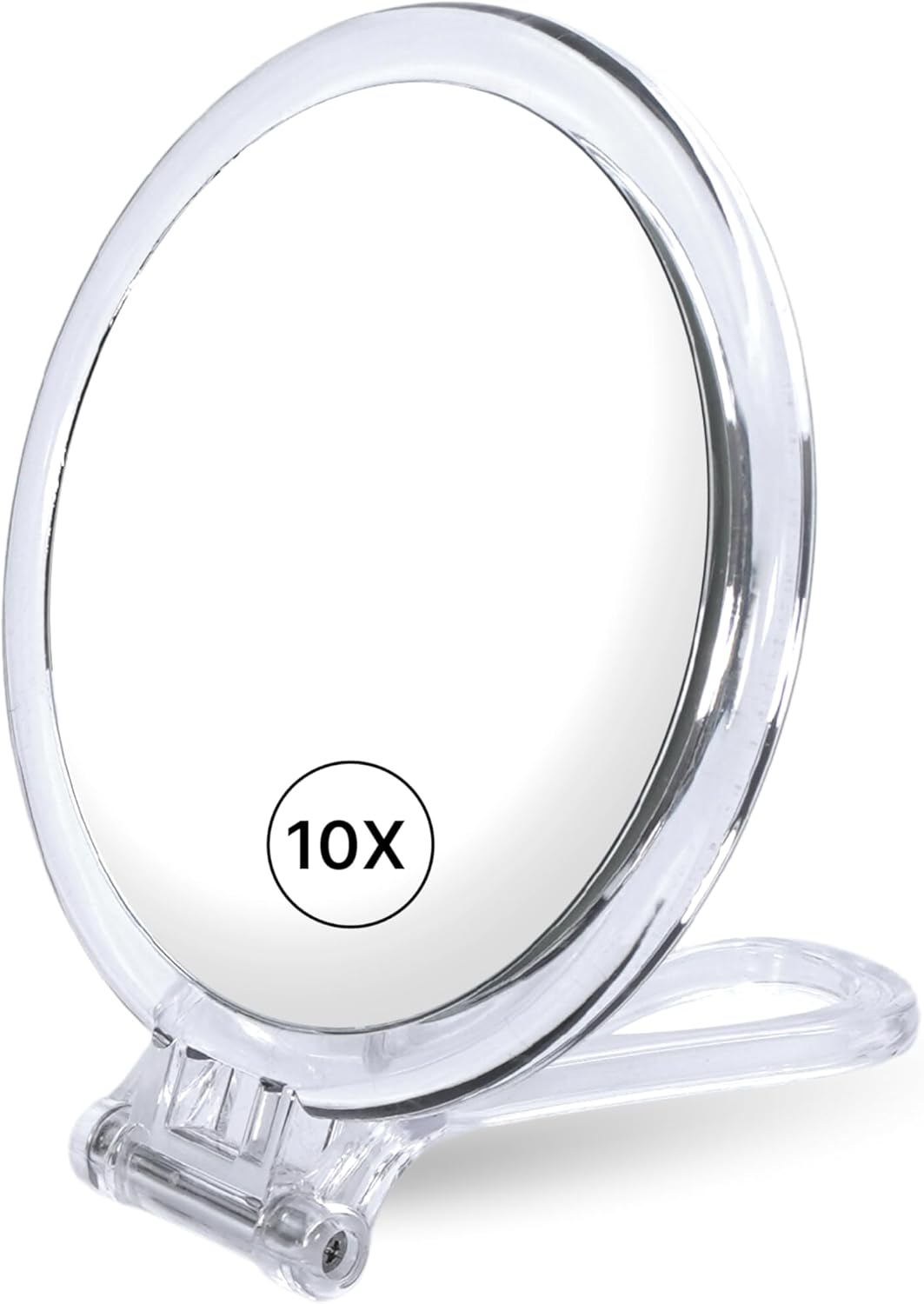 Fantasia Travel Mirror Acrylic Foldable: Double-Sided Makeup Mirror with 10X Magnification, Cosmetic Mirror with Handle, Make up Mirror Small with Gift Case Made of Velvet - Compact Mirror Clear - 16 Cm image number 1