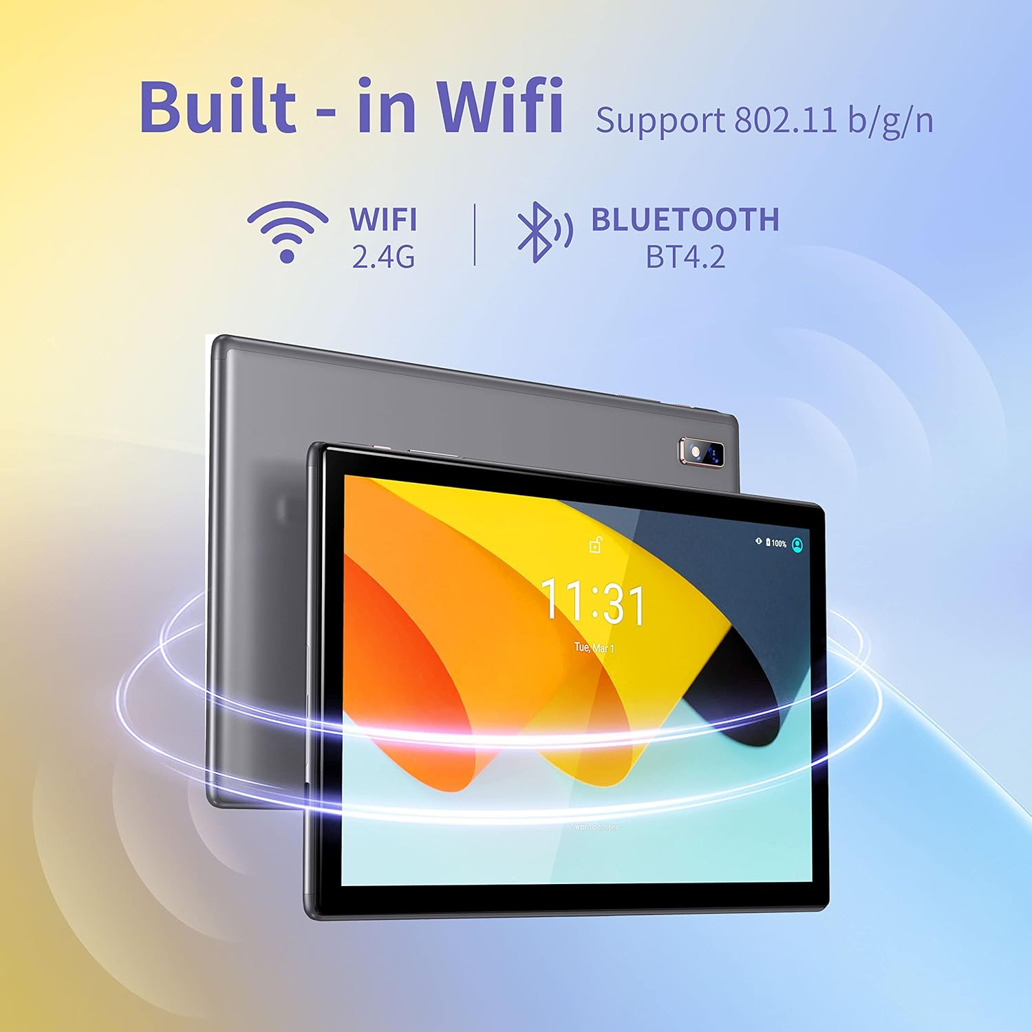 BYYBUO Android 13 Tablet,10.1 Inch Tablet with Case, 64GB ROM Quad-Core Processor 5000Mah Battery, 1280X800 IPS FHD Touchscreen 5MP+8MP Camera, Bluetooth, Wifi, Smartpad Gray image number 4