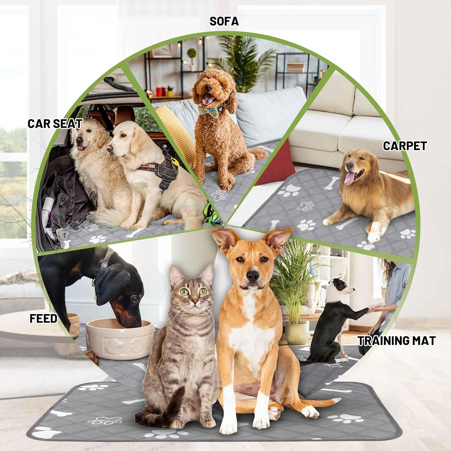 Patiencet Washable Pee Pads for Dogs, 48'' X 65" Reusable Puppy Pads with Super Absorbent for Pet Training, Housebreaking and Incontinence, Puppy Potty Pads with Waterproof Bottom image number 3