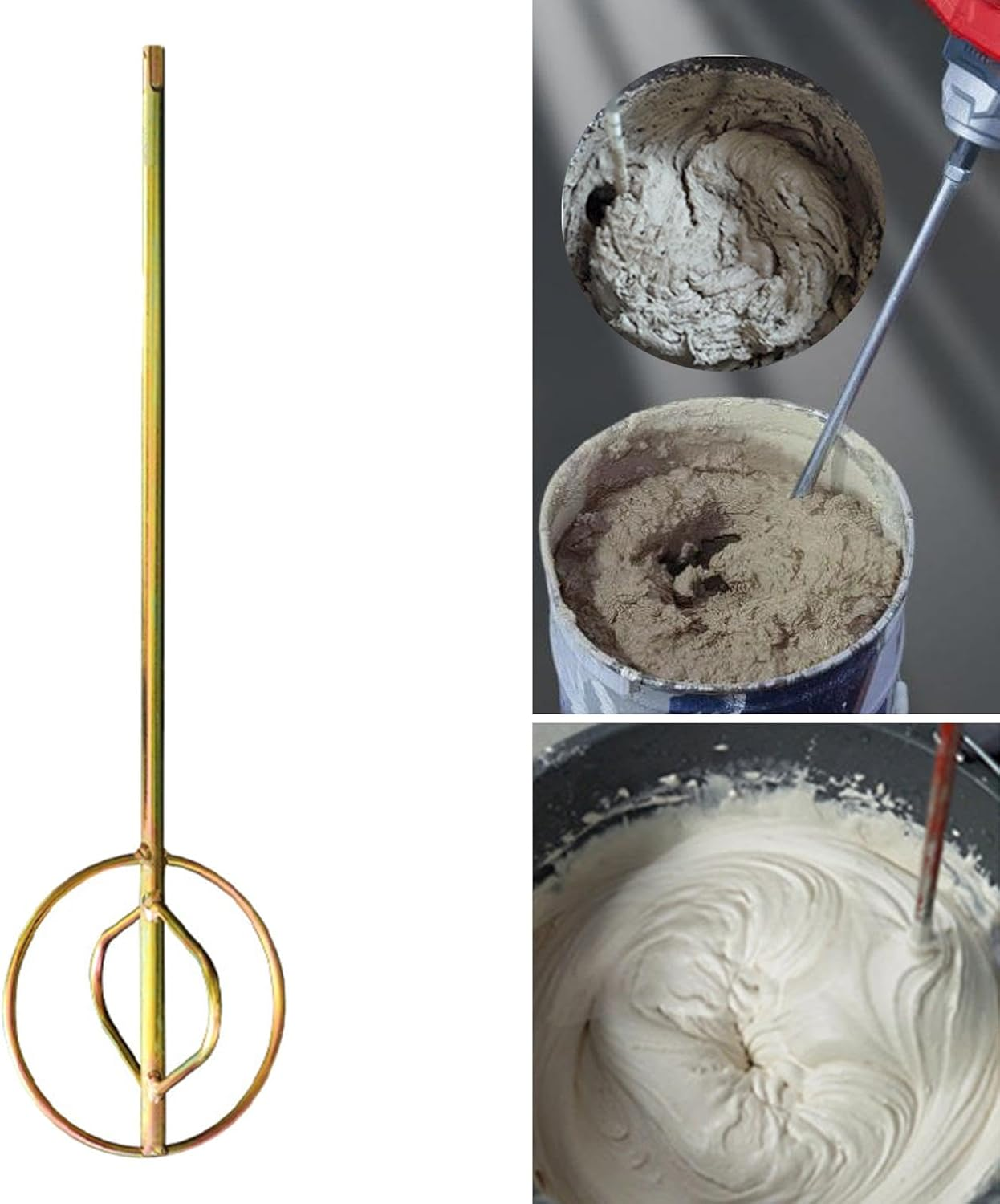 Eigell Paint Mixing Rod Small Electric Mixing Rod round Handle Heavy Duty Sturdy Hand Drill Paint Mud Mixer for Workplace Mortar, Type A - Type A image number 4