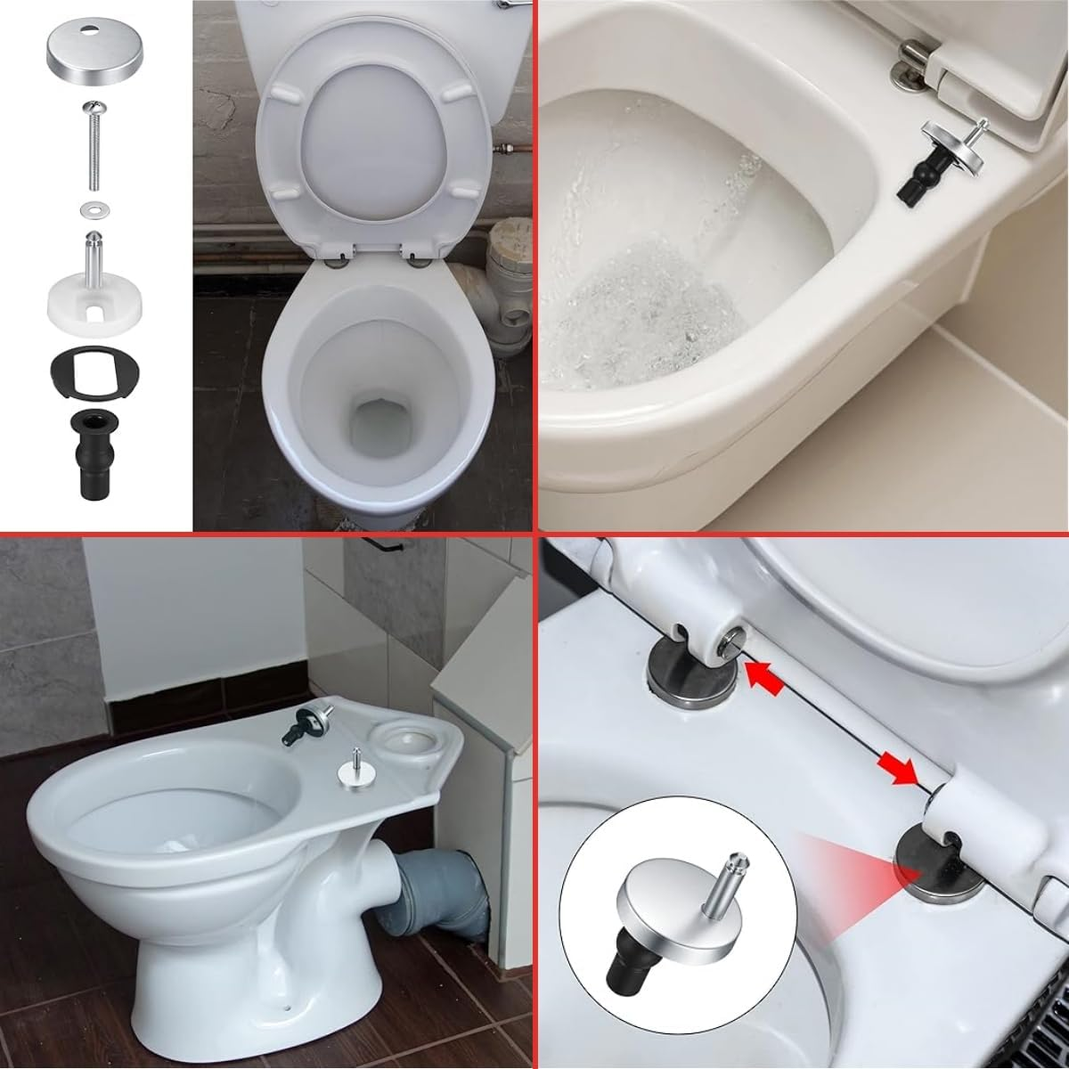 2PCS General Purpose Toilet Seat Hinge Fittings for Mounting, Quick Release Hinge Retaining Bolt, Expansion Screw, Cover Buckle for Replacing Toilet Seat Parts image number 1