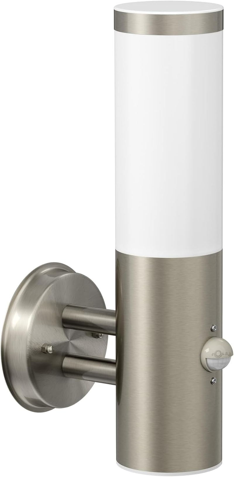 Ledscom.De Poru Wall Light for Outdoor Use, IP44, Motion Sensor, Stainless Steel, Matte Black, Round, 1X E27 Max. 15 W