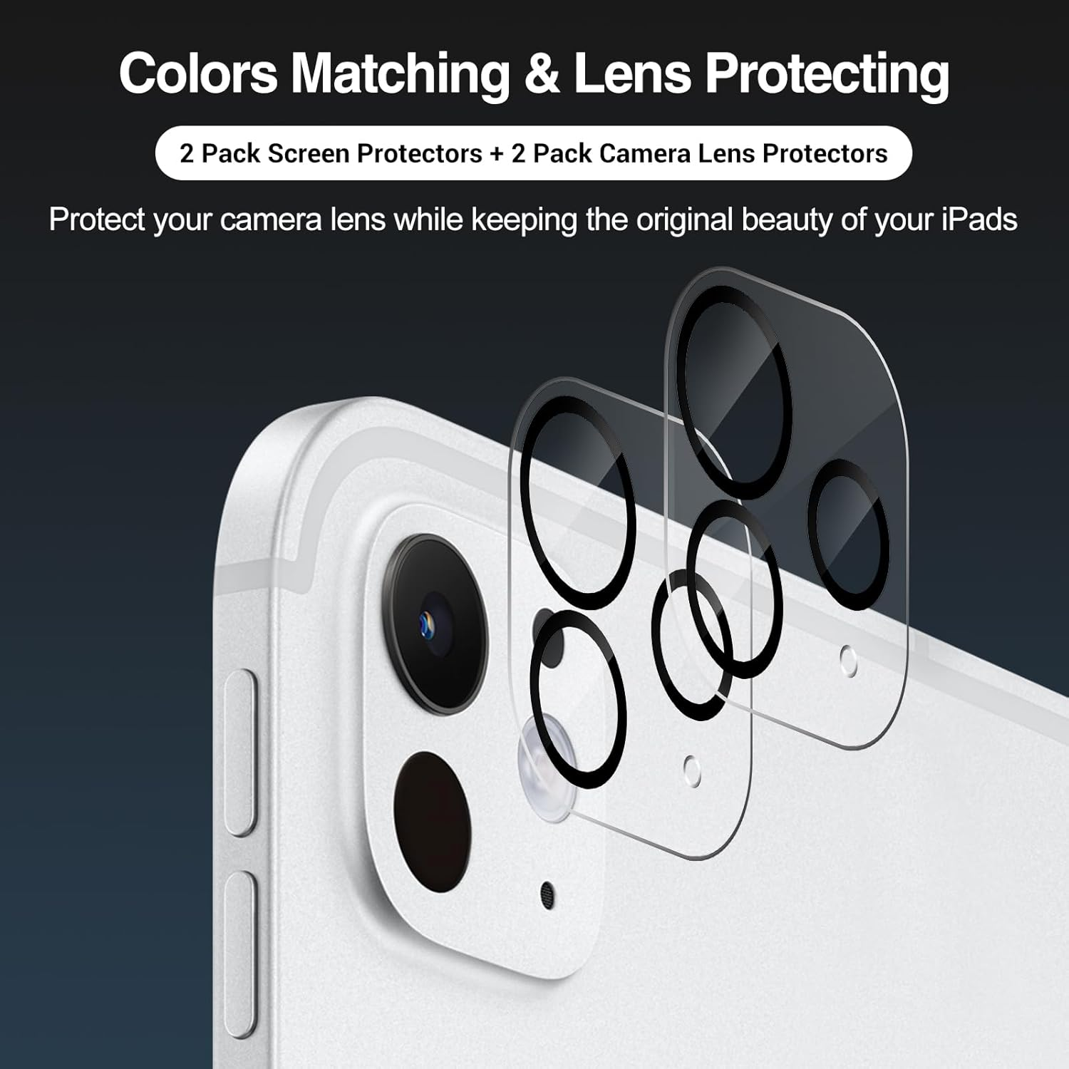 Procase 2+2 Pack Screen Protector for Ipad Pro 11 Inch 2025/2024 (M5/M4) with Camera Lens Protector, Tempered Glass Film for Ipad Pro 11" -2Clear image number 3