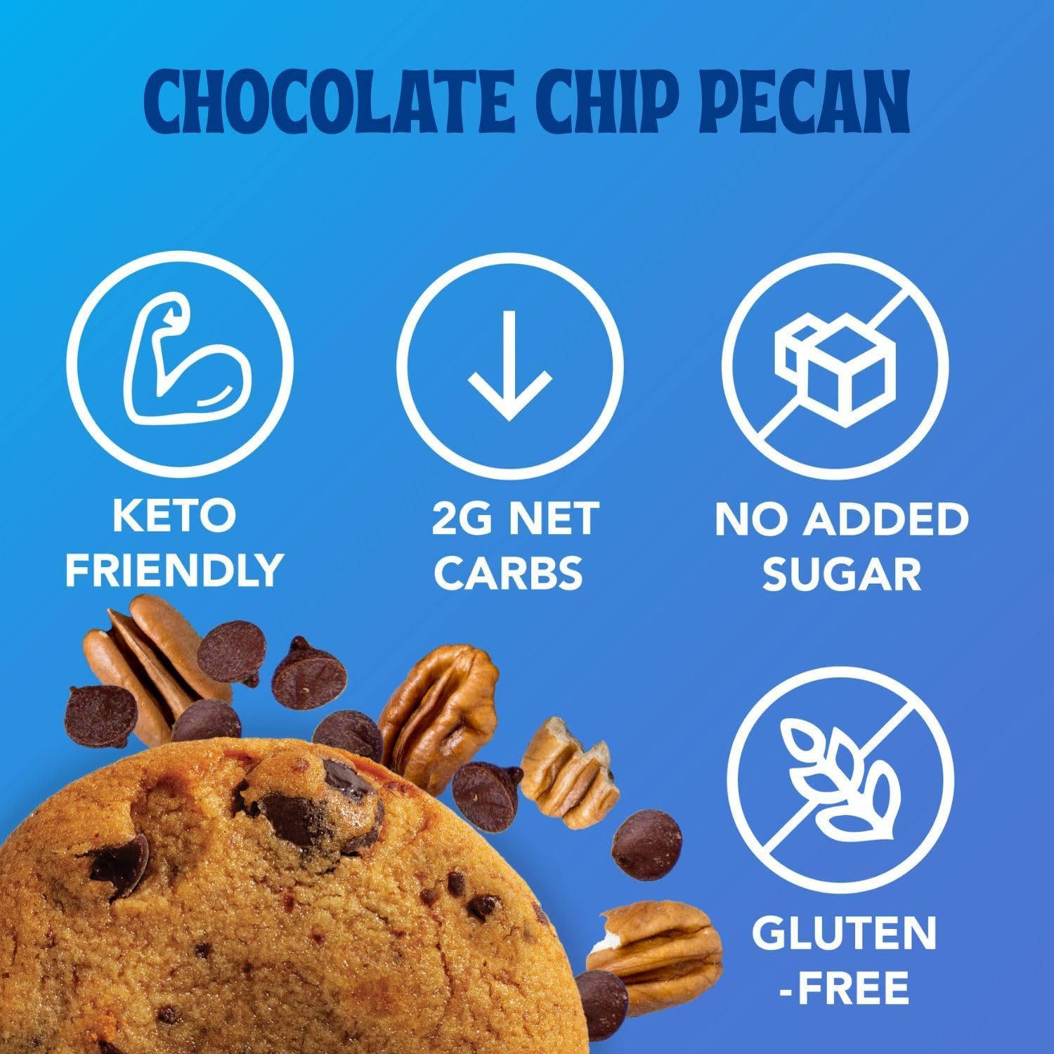 Chipmonk Keto Cookies - Chocolate Chip Pecan (6 Pack) Low Carb Keto Snacks - Gluten-Free, High Fat, Low Sugar, Ketogenic Sweet Snack Foods, Healthy Macro Nutrition Treats image number 4