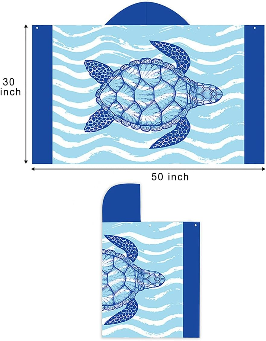 Illikkuyax Sea Turtle Kids Beach Towels with Hood 30"" X 50"" Soft Microfiber Baby Bath Towels Hooded for Toddlers Boys Girls Pool Towels Beach Cover up for Kids Ages 0-6, BHBT05