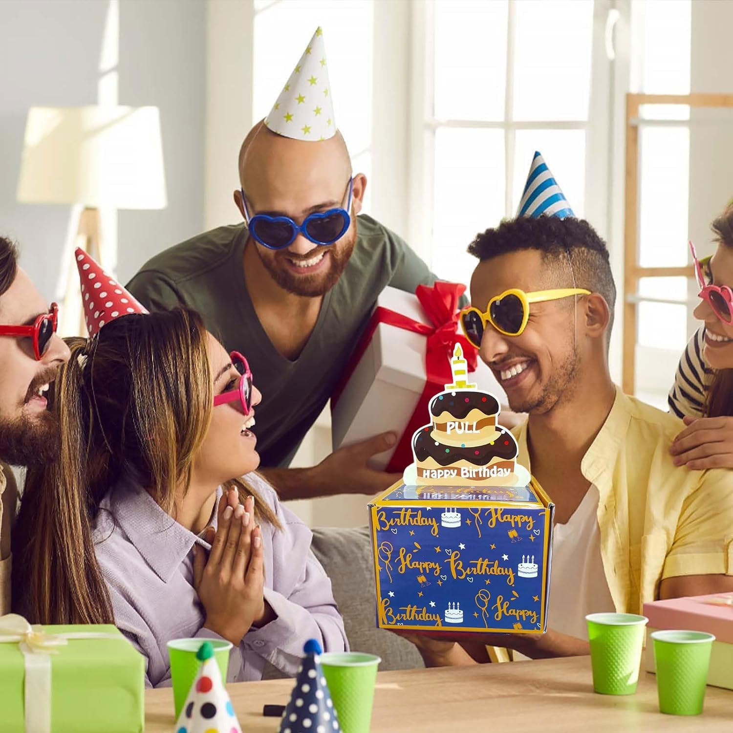 Pull Money Box Happy Birthday Surprise Set, Funny Cash Gift Box with DIY Card, Blue image number 6