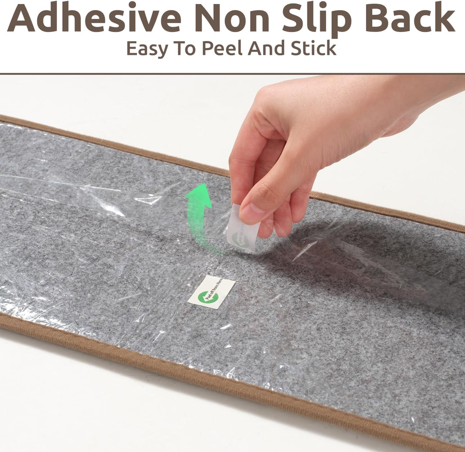 PADOOR 15PC Stair-Treads Non Slip, 3D Peel and Stick Stair Treads for Wooden Steps Indoor, Stair-Carpet Treads Washable Reusable Adhesive Stair-Runner Rugs for Kids and Dogs 20X76 Brown image number 3