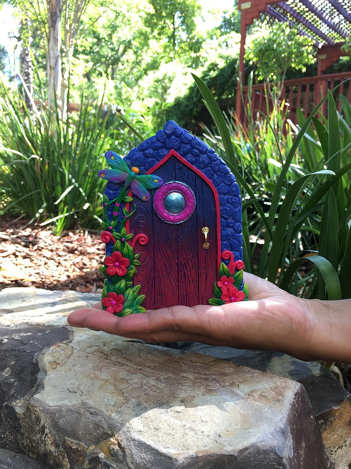 Glitzglam Miniature Dragonfly Fairy Door for the Enchanted Garden Fairies and Gnomes. a Fairy and Gnome Garden Accessory image number 2