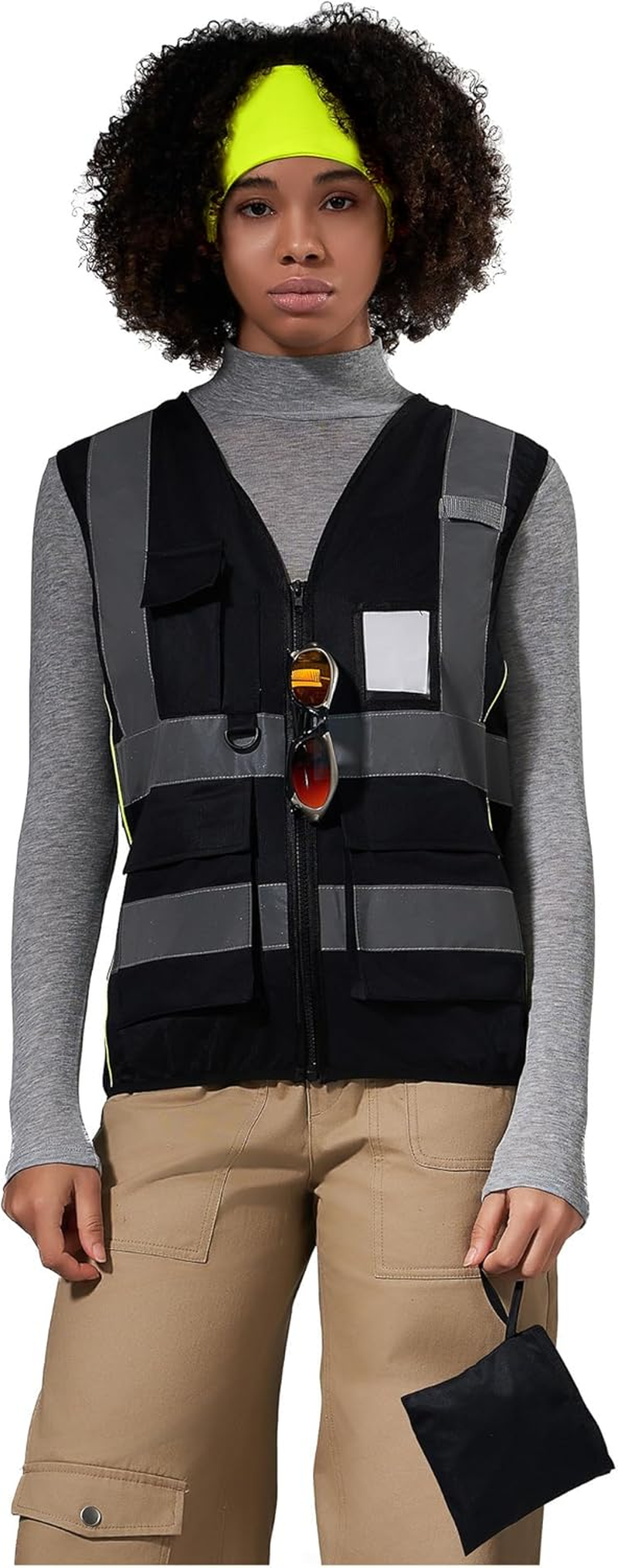 AYKRM Work Vest High Visibility Vest Women'S Safety Vest Running Vest with Zip and Pockets