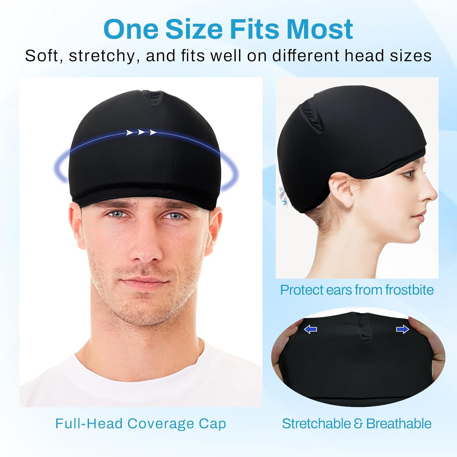 Vecozey Migraine Ice Head Wrap - Hot and Cold Therapy Chemo Cap for Cancer Care, Headache Relief Cap, Reusable Gel Cooling Hat for Chemotherapy Patients, Tension & Stress Pain Relief, Comfort Fit (Women & Men) image number 6