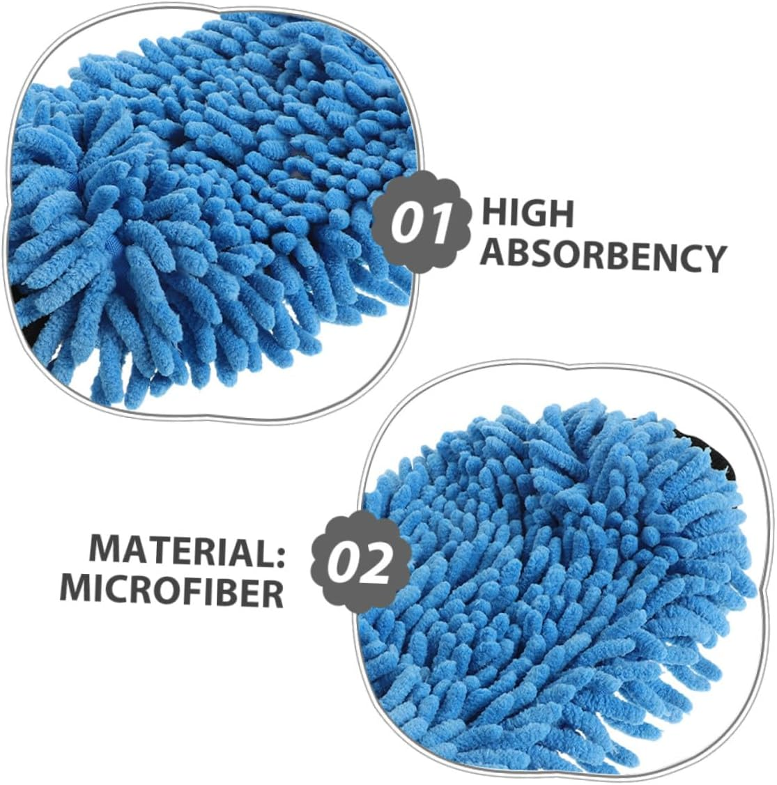 4Pcs Car Chenille Mitts Soft Microfiber Wash Gloves Highly Absorbent Car Washing Sponge Cloths with Thick Sponge Ergonomic Fit for Automotive Trucks Boats Cleaning image number 4