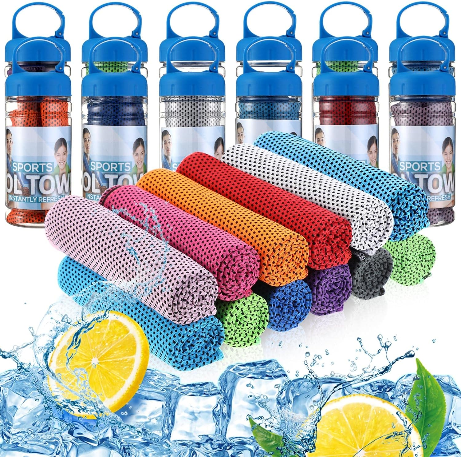 12 Pack 32 X 12 in Cooling Towels Bulk for Neck and Face Microfiber Ice Towel Sweat Towels Breathable Soft Chilly Towel Portable Cool Neck Rags for Yoga Sport Gym Workout Fitness (Mixed Colors) - Grey image number 4
