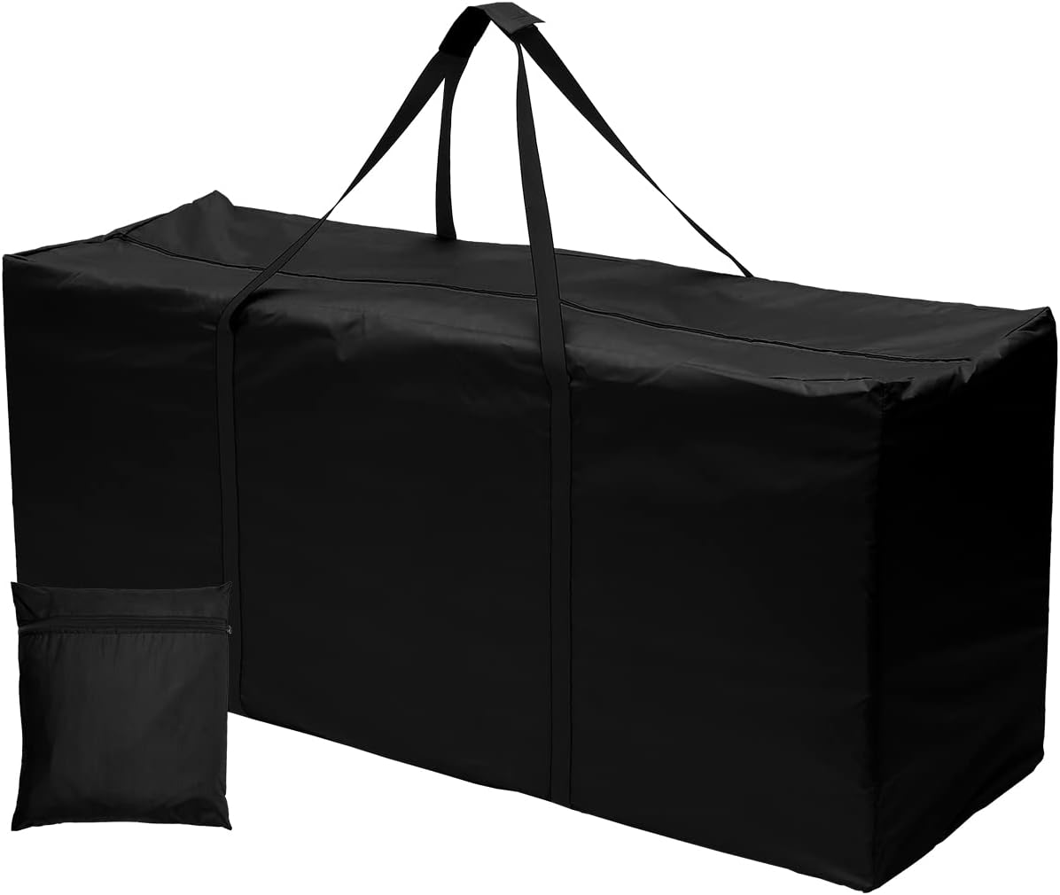 DNAMYJME Patio Cushions Cover Storage Bag with Strong Zippers Waterproof Outdoor Heavy Duty 210D Oxford Cloth Patio Protective with Handle and Zipper Dustproof UV Protection﻿ (Grey, L: 68X20X30 Inch)