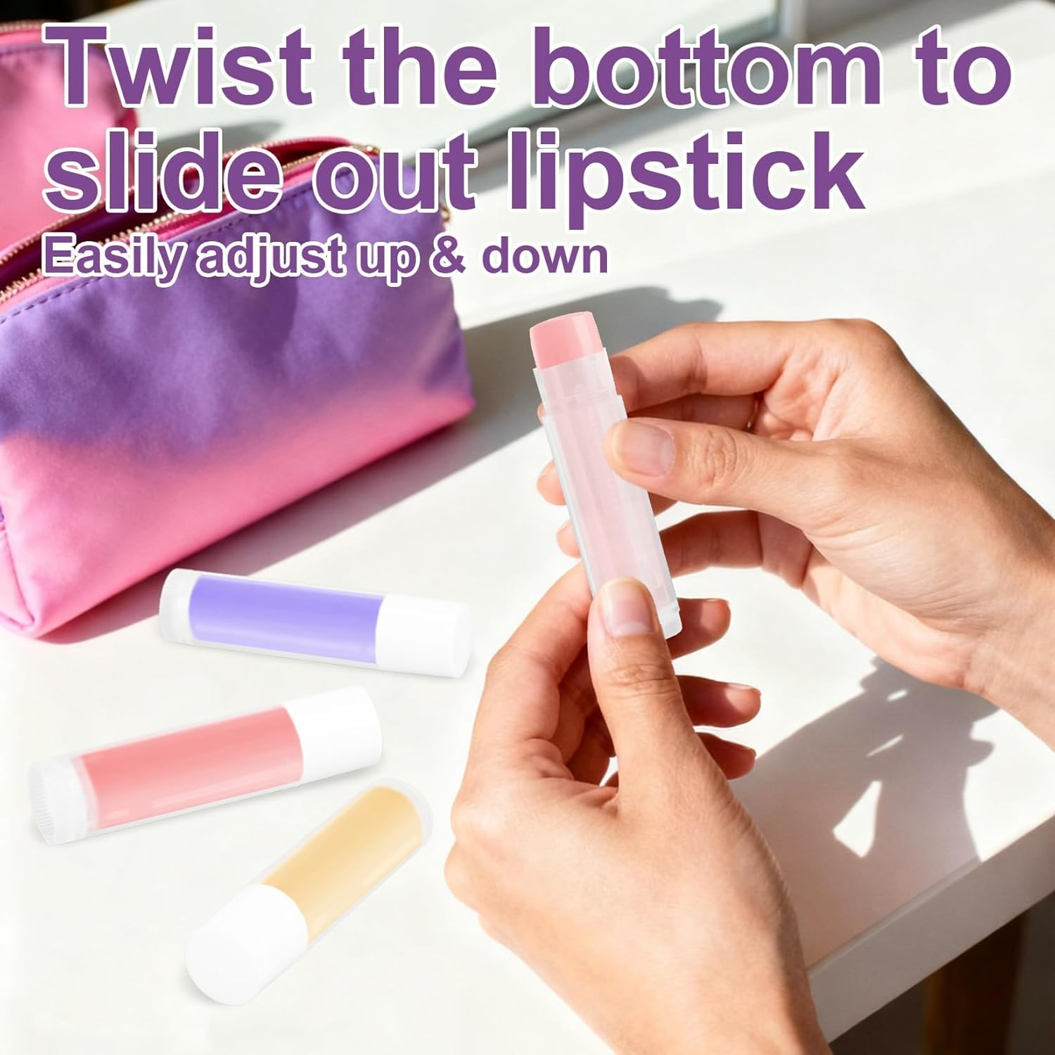 RAINFLOW 50 PCS Lip Balm Tubes - 5 G Twist-Up Lip Gloss Balm Containers BPA Free & Leak Free,Clear Empty Lipstick Tubes with White Caps for DIY Homemade Lipsticks,Chapsticks,Solid Perfume,Gifts image number 6