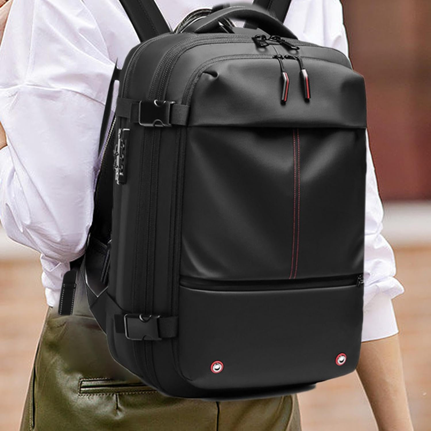 Gungtj Vacuum Travel Backpack,60L Expandable Airpack with Computer Compartment | Oxford Cloth Vacuum Packing, Waterproof, Dry Wet Separation for Business - Gray image number 7