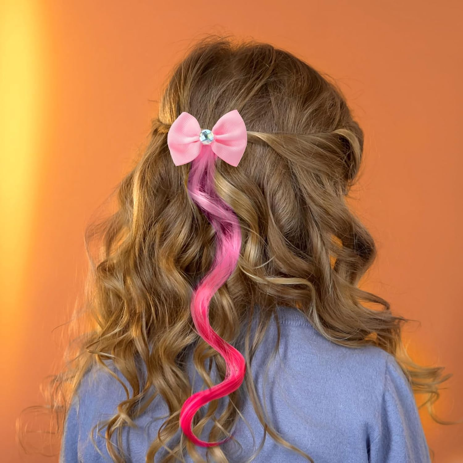 Colored Curly Hair Extension Clips, 6Pcs Unicorn Wig Hair Clips Bows Hair Braided, Hair Bows Braided Curly Wigs, Unicorn Hair Extension Clip for Little Girls image number 3