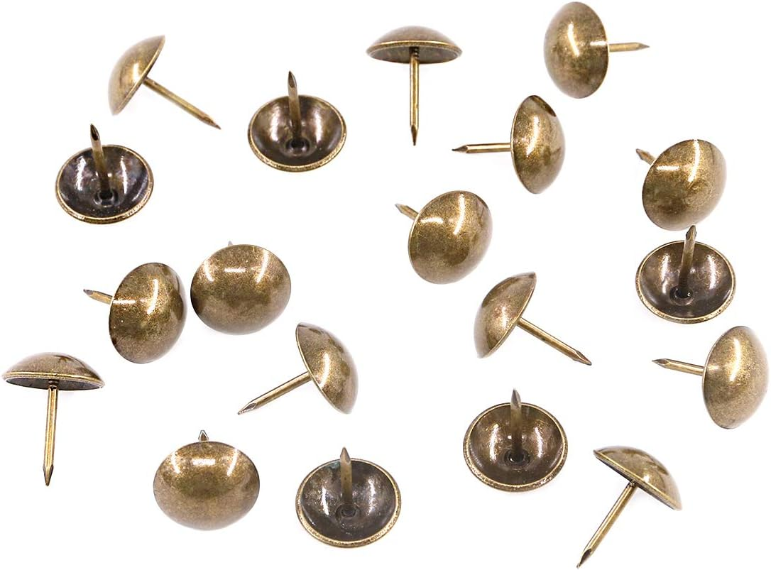 Keadic Antique Upholstery Tacks Furniture Nails Pins Assortment Kit for Upholstered Furniture Cork Board or DIY Projects - Bronze