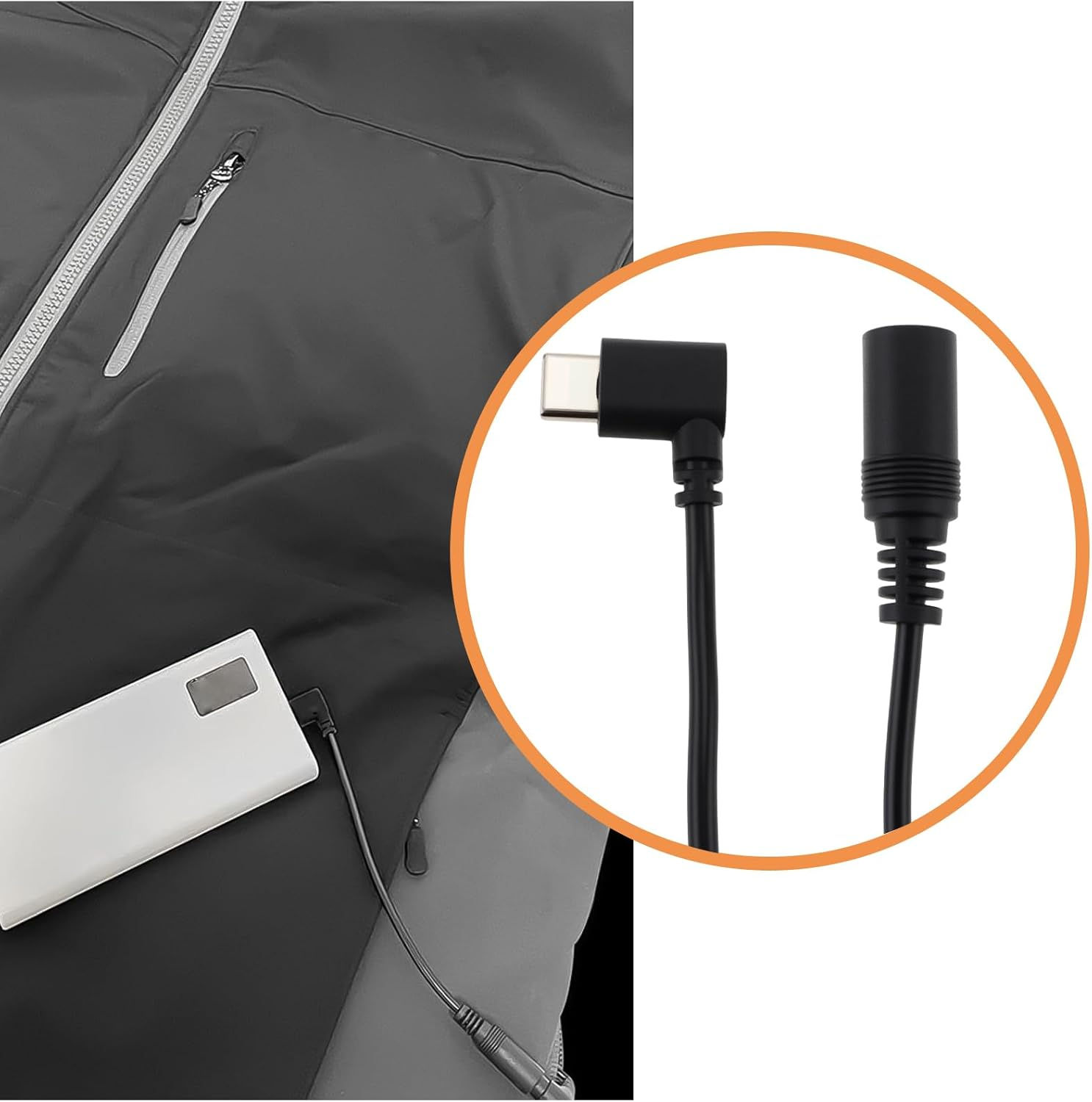 Create Idea 12V Heated Jacket Battery Boost Adapter Charger Cable Compatible with Milwaukee M12 Compatible with Makit 30Cm Type-C to 5.5Mm image number 1