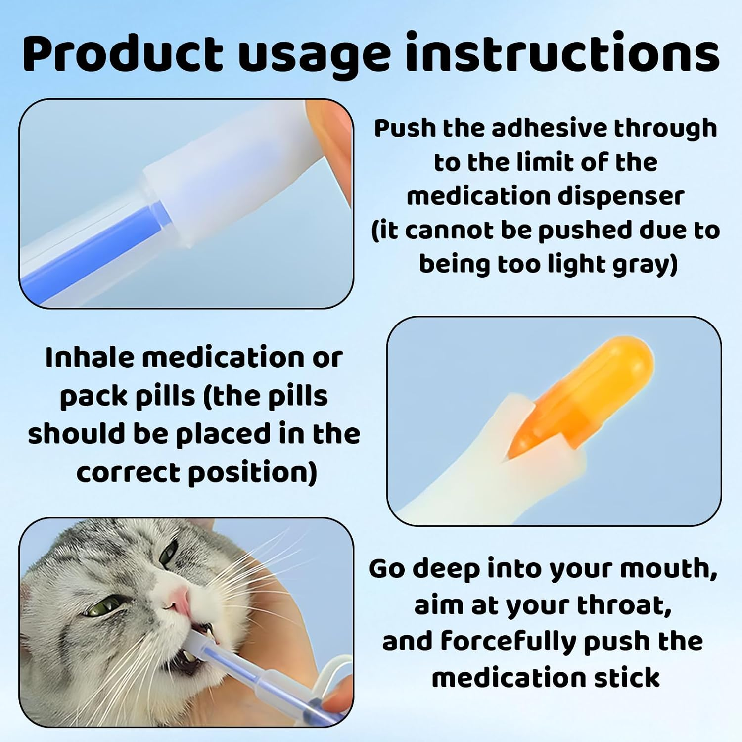 KUBDPQOR Pill Dispenser for Cats and Dogs in a Set of 3 - Silicone Tip for Safe Drug Delivery - Hygienic & Reusable - Ideal for Pets Such as Cats, Dogs, Rabbits - Easy to Use