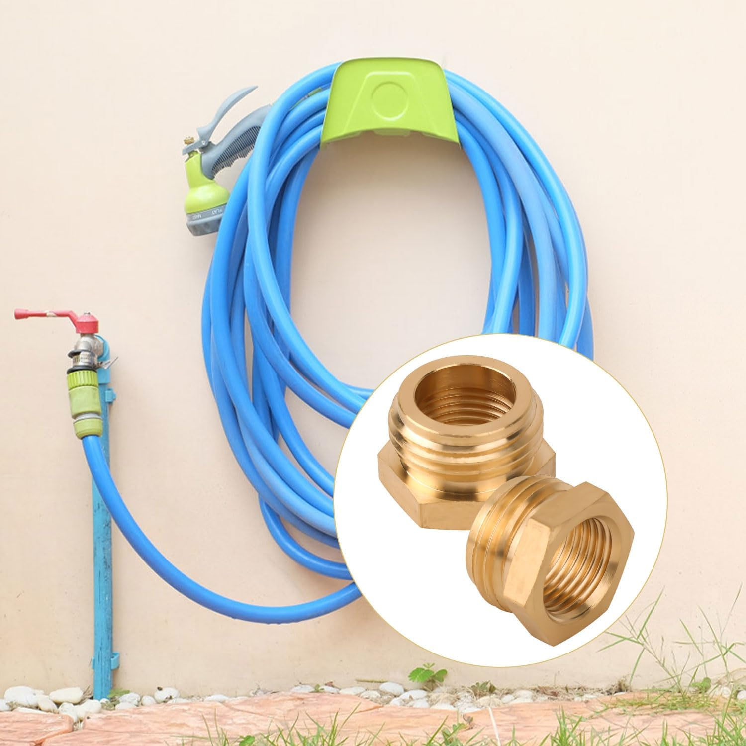 Gosknor 3Pcs Garden Hose Fittings, 3/4" GHT Male to 1/2" NPT Female Hose Connectors Accessories Brass Garden Hose Adapter Replacement Threaded Female Hose Connector Connect Hose Fittings image number 2