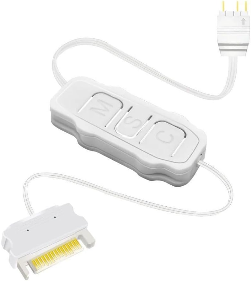 Diyeeni ARGB PC Fans Controller, PC LED Strip RGB Controller, 5V 3Pin SATA Powered RGB PC Fan Control with Multiple Lighting Modes, for Chassis Fans, Lamps, Air Cooler (White) image number 3