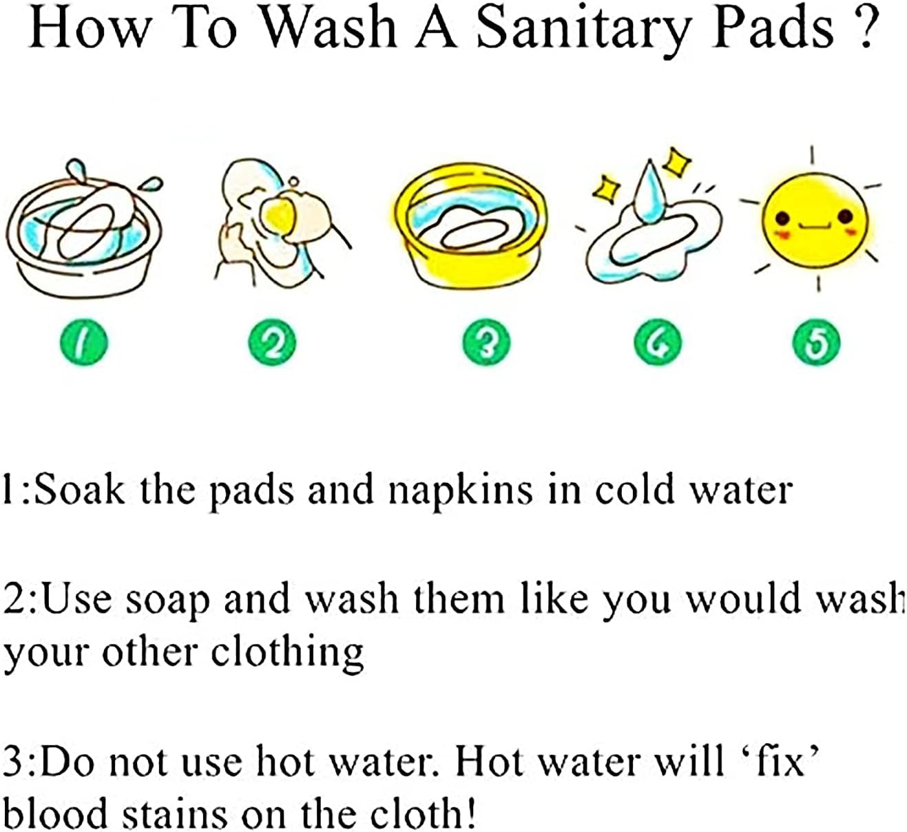 Reusable Menstrual Pads, Cloth Pads for Heavy Flow with Wet Bag, Large Sanitary Pads Set with Wings for Women, Washable Overnight Cloth Panty Pad Liners (7 in 1, 25.4Cm 4 Layers) image number 3