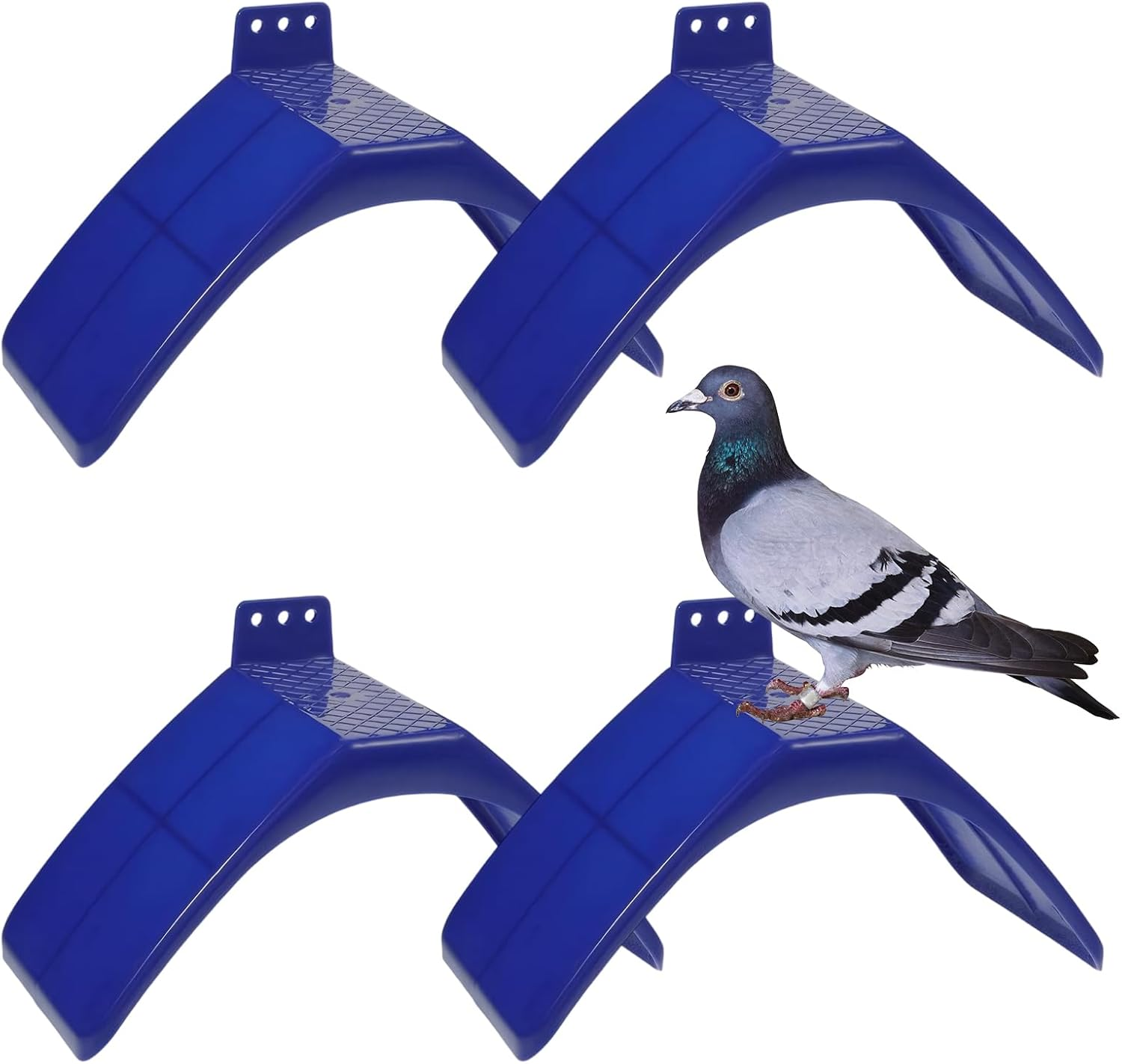 Set of 4 Pigeon Trays, Plastic Bird Pigeon Stands, Dove Seating Board, Seat Board for Pigeons, Parrots and Other Birds, Roost Bird Supplies Accessories, 20 X 10 X 12 Cm, Blue image number 2