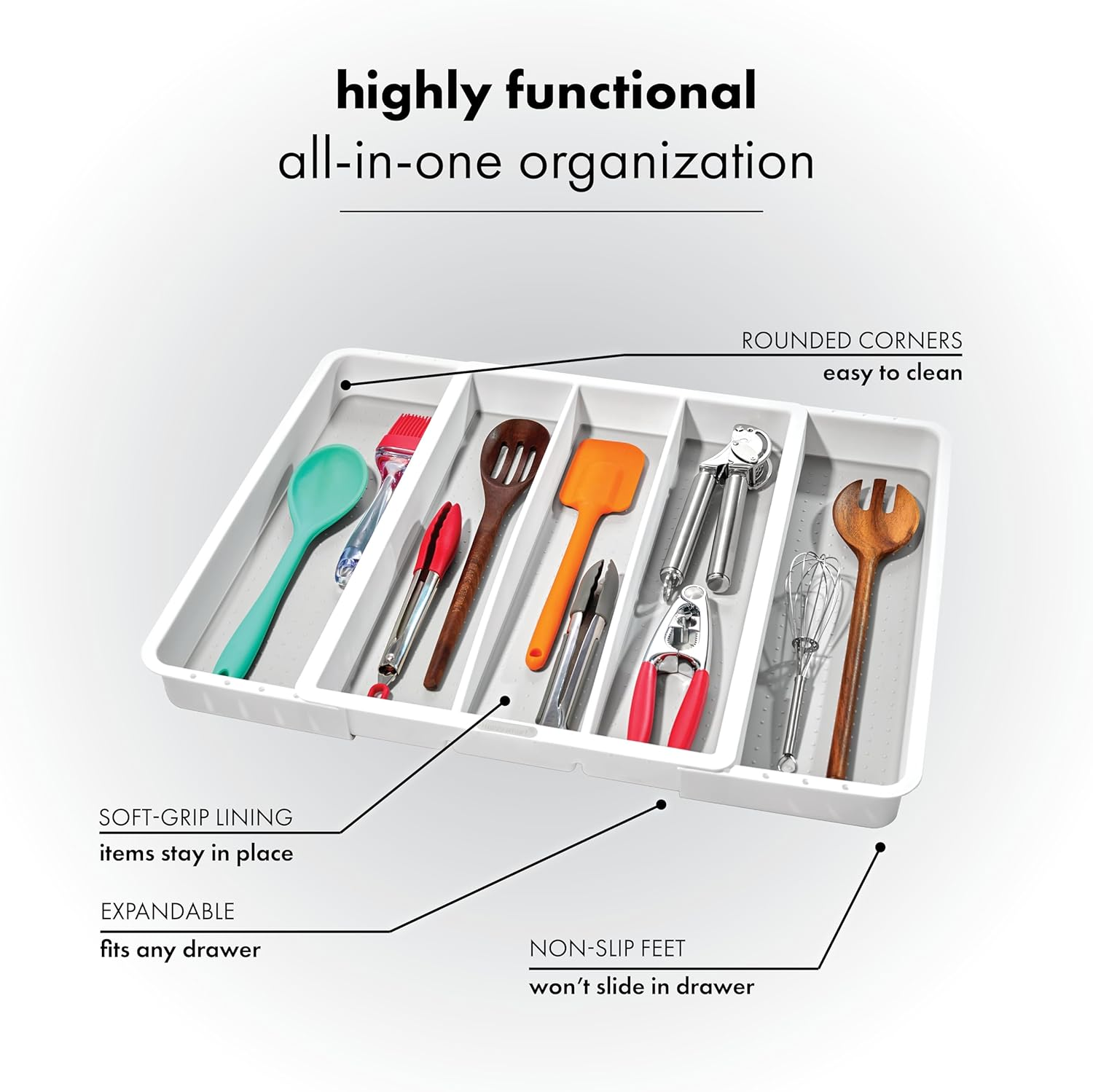 Madesmart Expandable Utensil Tray White image number 1