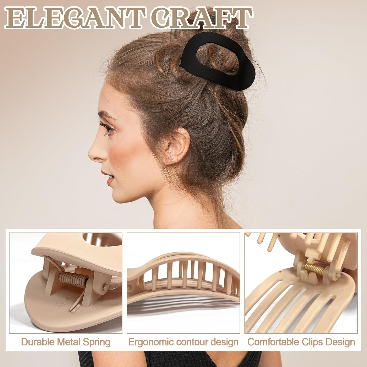 TZEKING Pack of 6 Hair Clips for Women, Flat Claw Clip, Hair Clips Women'S Thin Hair, Non-Slip Hair Clip, Strong Hold Side Hair Clips for Thick and Thin Hair image number 1