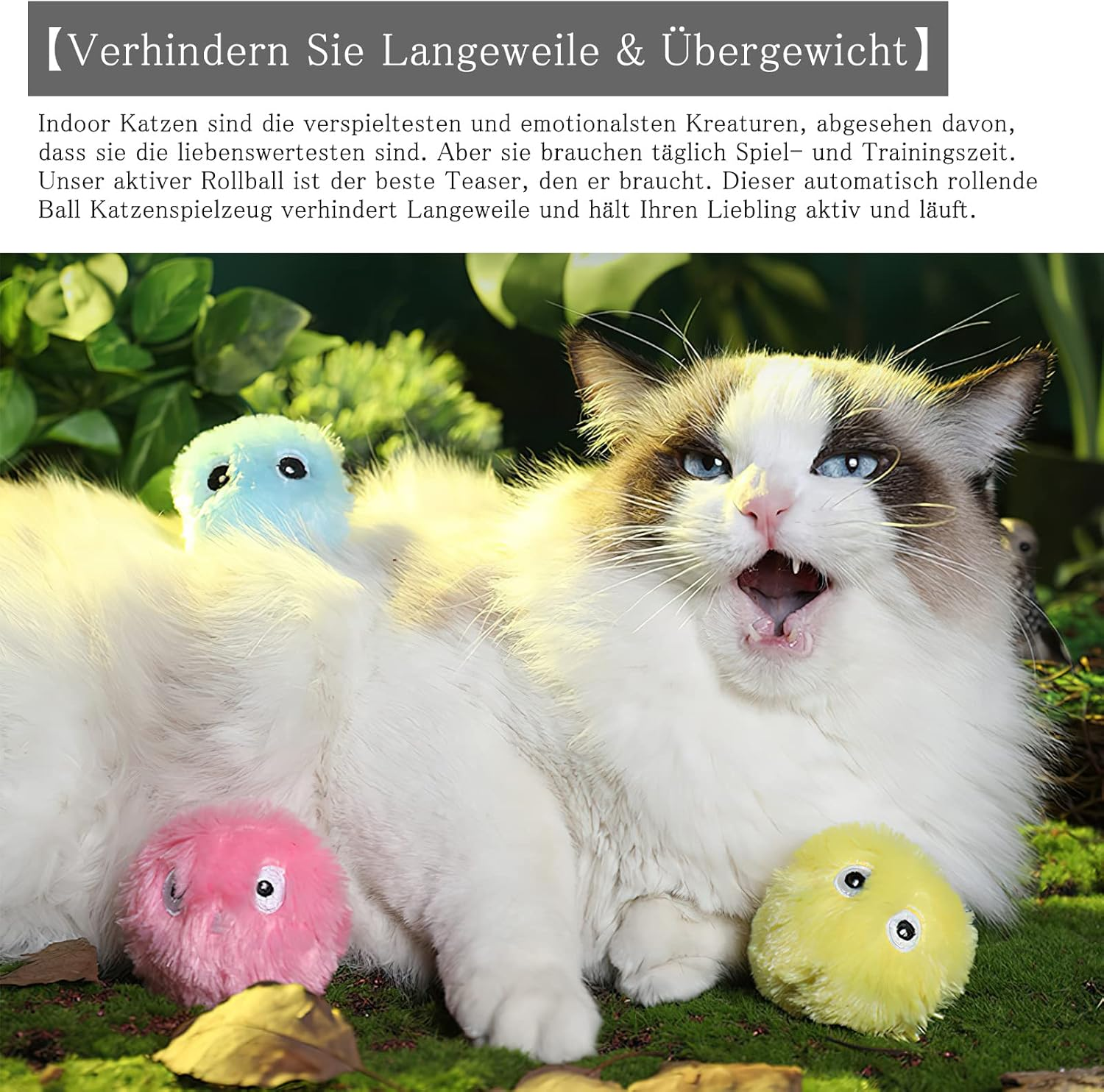 HENGBIRD Pack of 3 Cat Balls Interactive Cat Toy Ball with Sound Kitten Toy Plush Balls Cat Toy Balls with Lifelike Animal Sounds for Indoor Kittens Kitty Puppy