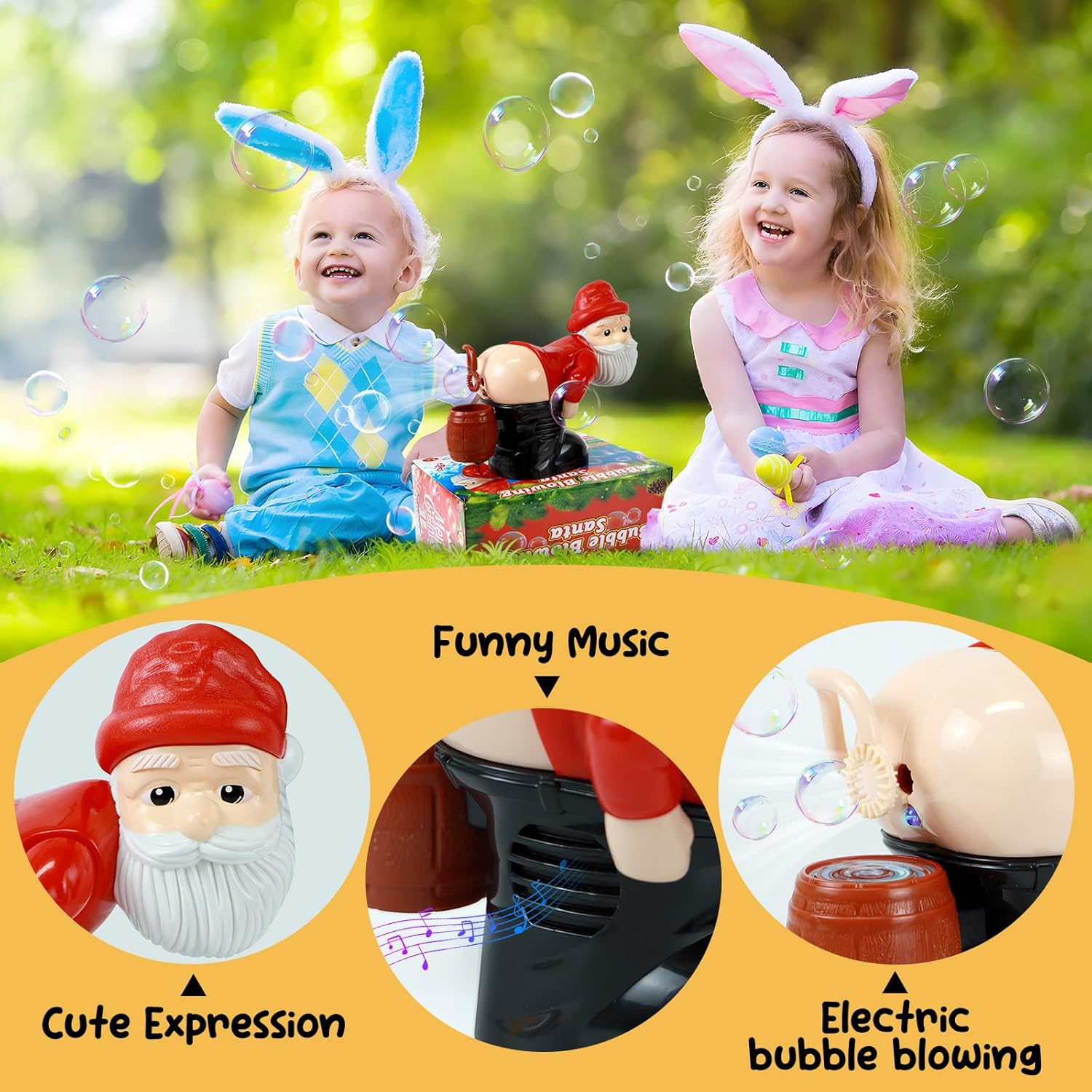 Fart Bubble Machine, Santa Claus Bubble Maker Toy Ornaments, Funny Santa Automatic Fart Bubble Machine with Music & Flashing Lights, Bubble Blower for Outdoor & Indoor Activity image number 6
