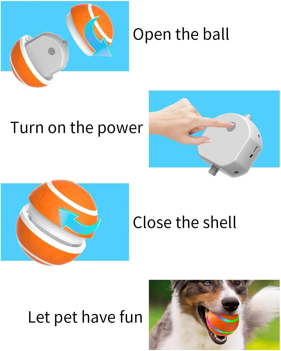 Velmoriah Interactive Dog Ball Toys, 2025 New Upgraded Smart Automatic Pet Bounce for Medium Large Dogs, Motion Activated Rolling Dog Ball, Rechargeable and Waterproof image number 6