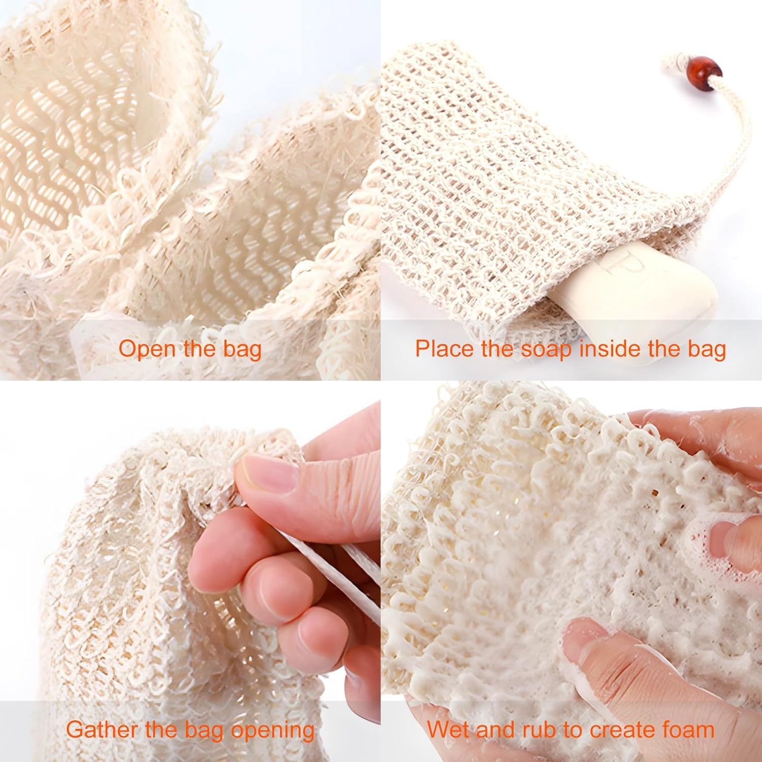 Eco-Friendly Skincare, Natural Exfoliation, Cotton Bathroom Accessories, Sustainable Soap Storage, Zero Waste Shower Products, Biodegradable Soap Pouch image number 2